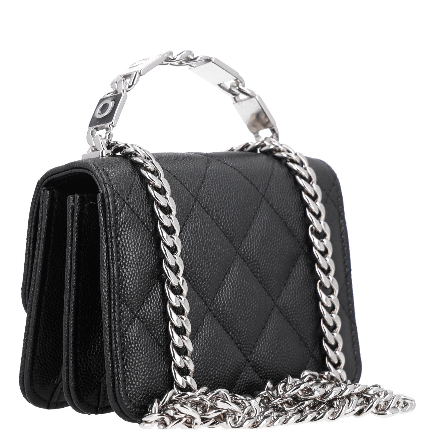 Caviar Quilted Pick Me Up Clutch With Chain Black — view 3