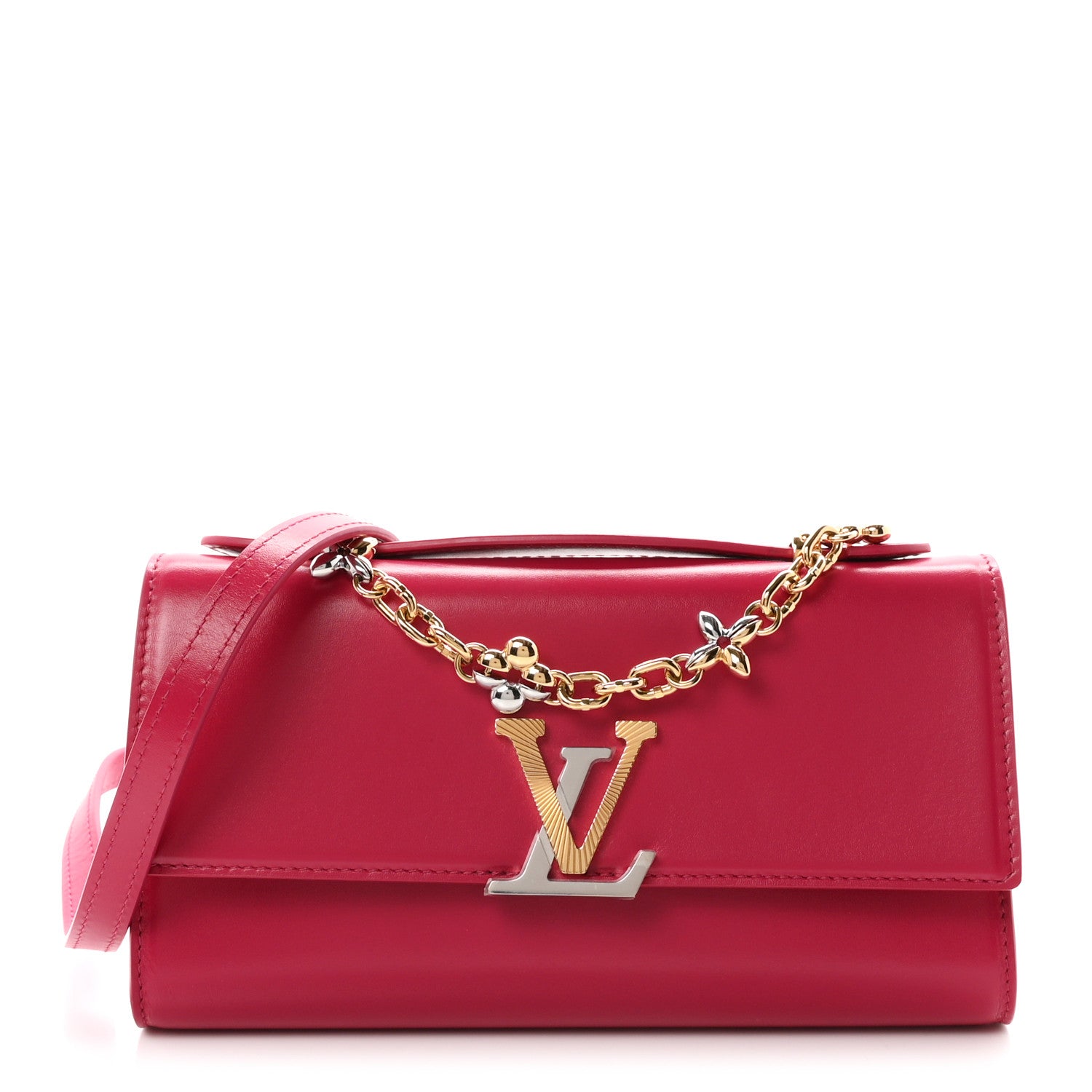 Calfskin LV Wallet On Chain Capucines Raspberry