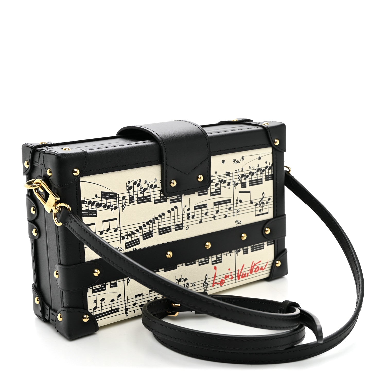 Calfskin LV Symphony Petite Malle White Black — view 3