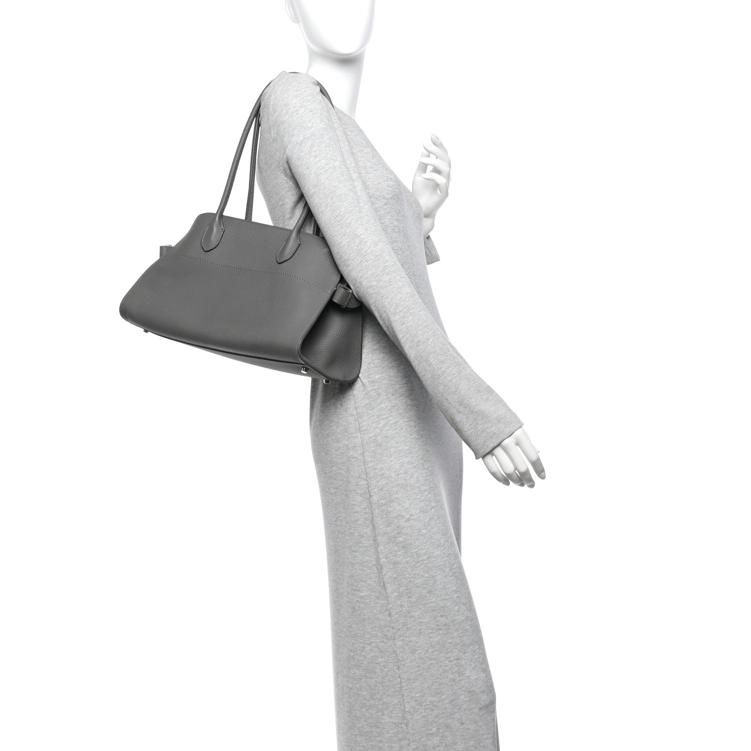 Matte Grained Calfskin Margaux Shoulder 12 Timouse Grey — view 2