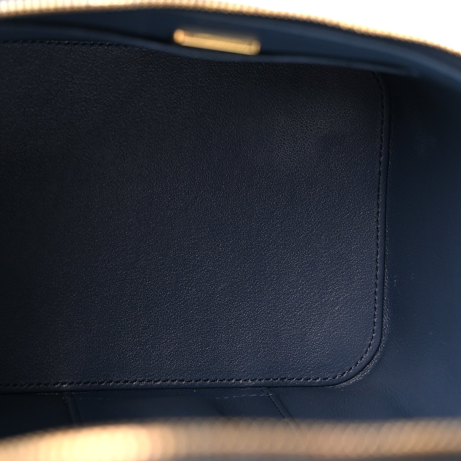 Caviar Quilted Small Top Handle Vanity Case With Chain Navy Blue — view 5