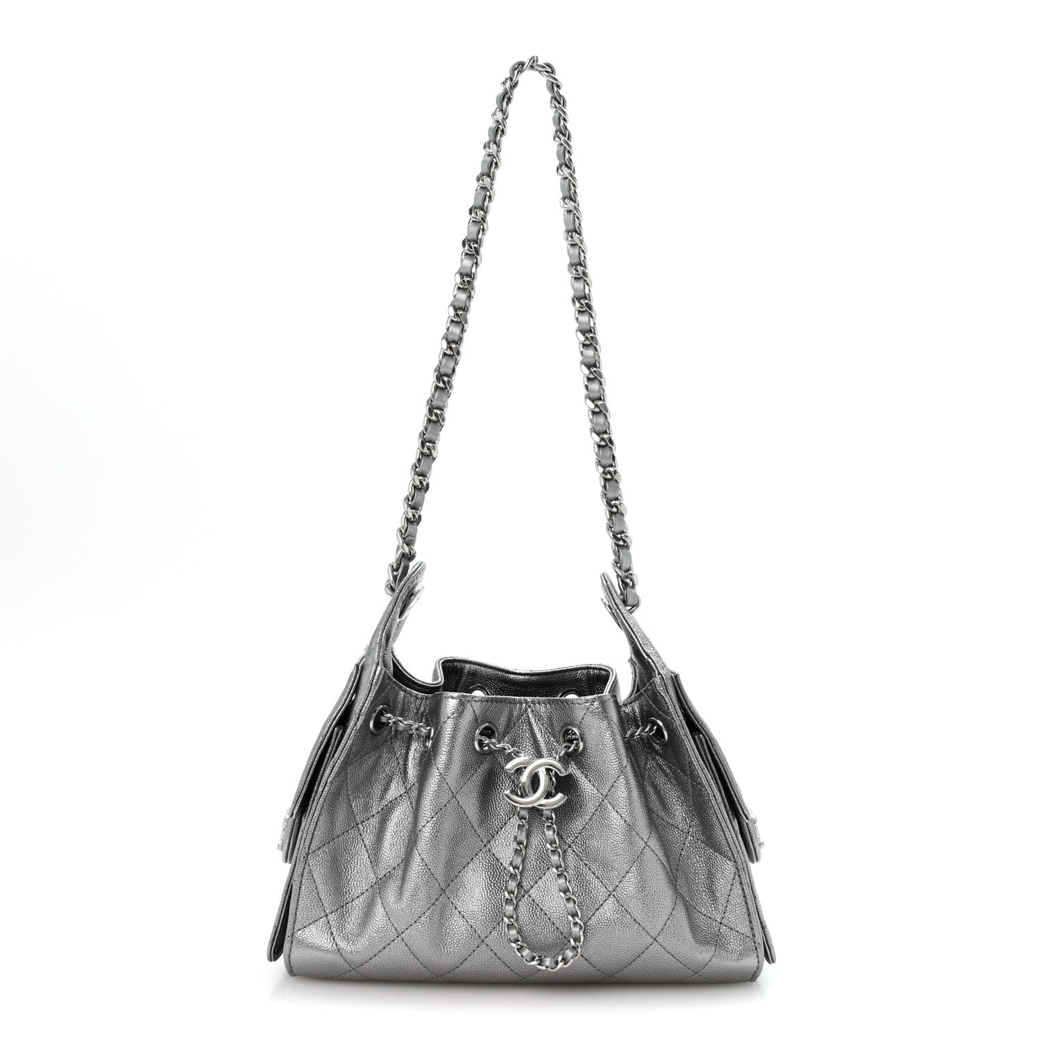 Metallic Caviar Quilted Mini Chanel 25 Handbag Anthracite