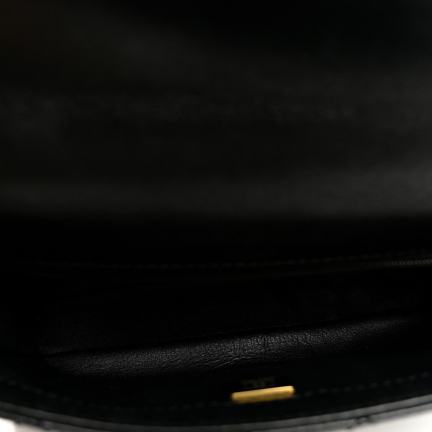 Shiny Lambskin Quilted Golden Links Top Handle Flap Black — view 5
