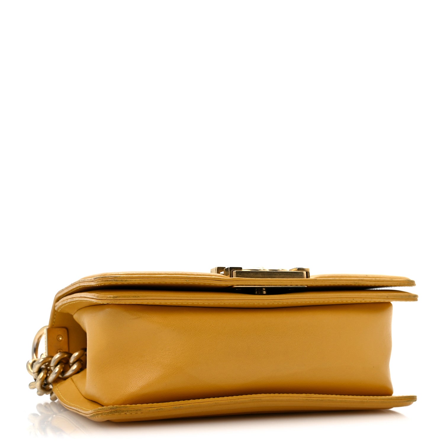 Lambskin Quilted Small Boy Flap Yellow — view 4