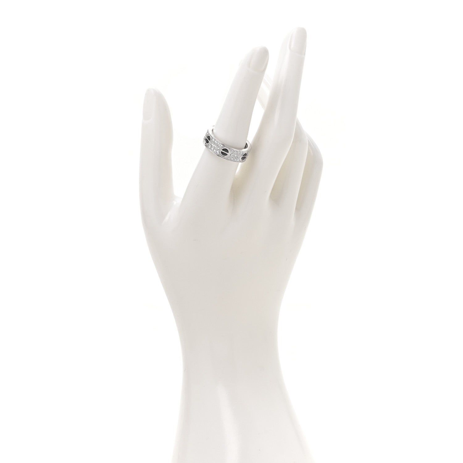 18K White Gold Diamond Ceramic LOVE Paved Ring 55 7.25 — view 2