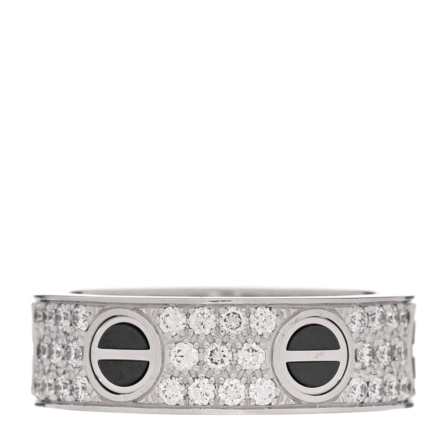 18K White Gold Diamond Ceramic LOVE Paved Ring 55 7.25 — view 3