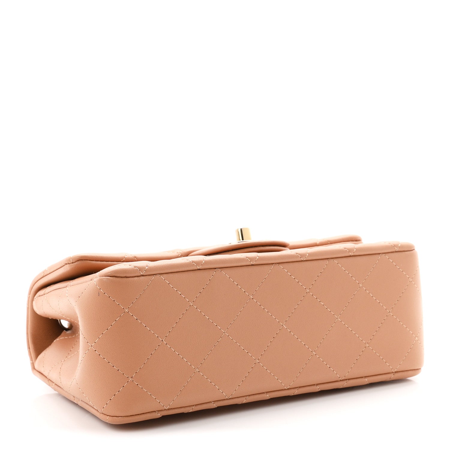 Lambskin Quilted Mini Rectangular Flap Dark Beige — view 4