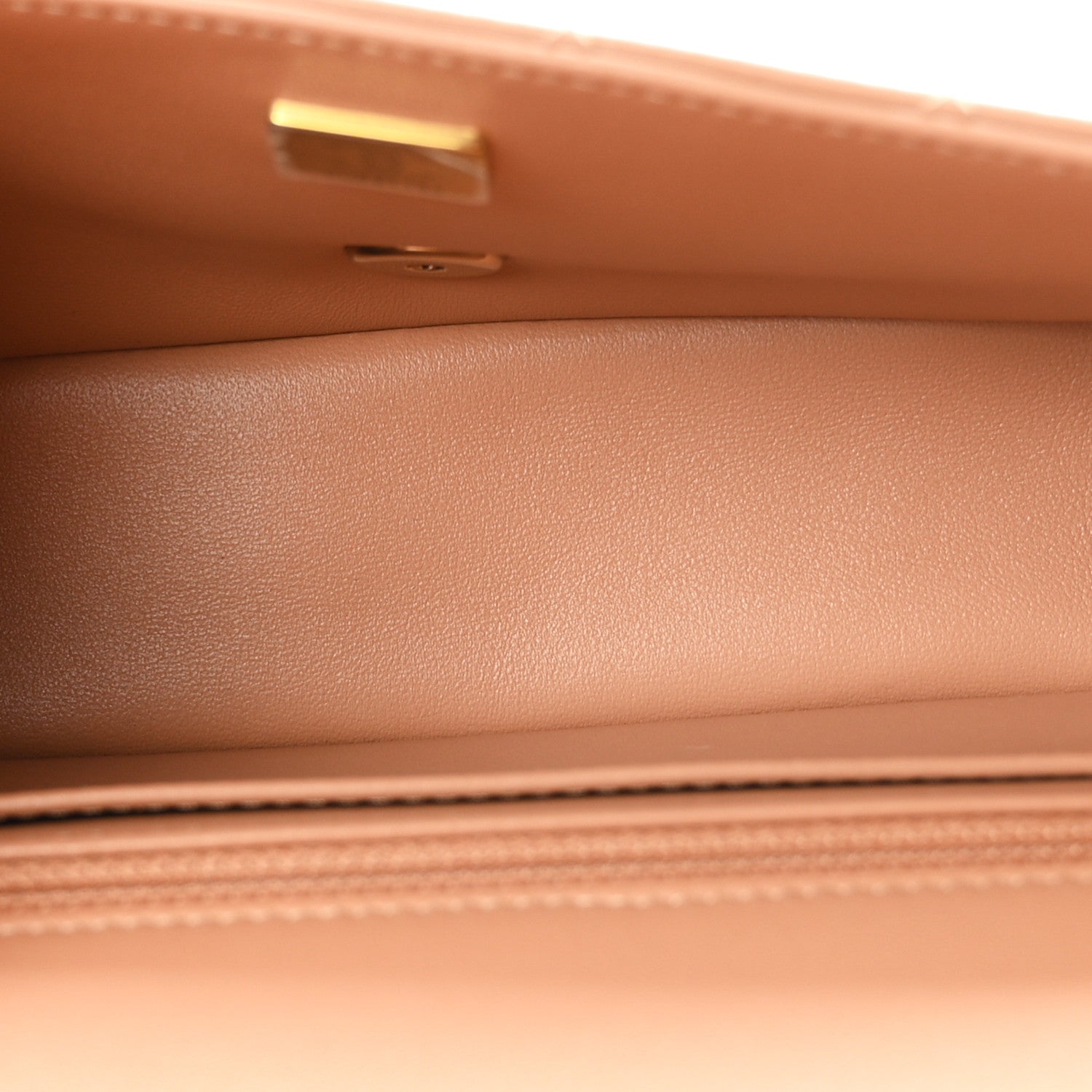 Lambskin Quilted Mini Rectangular Flap Dark Beige — view 5