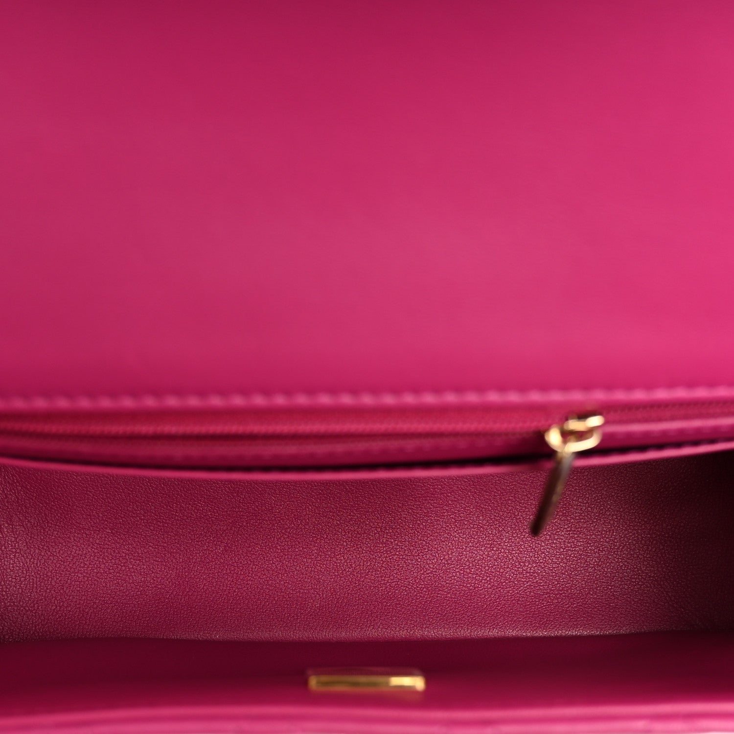 Lambskin Quilted Mini Top Handle Rectangular Flap Dark Pink — view 5