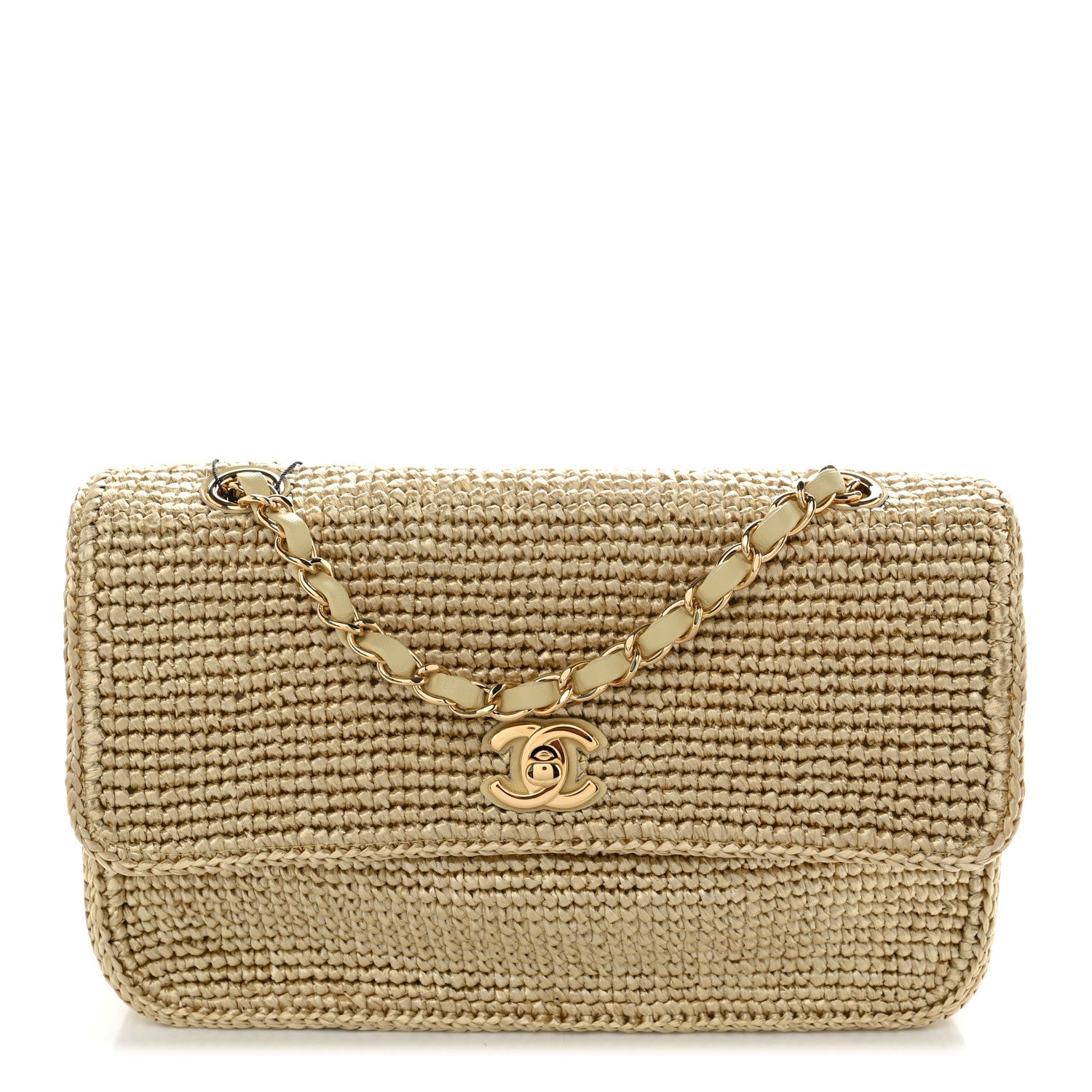Braided Raffia Small Coco Beach Flap Beige