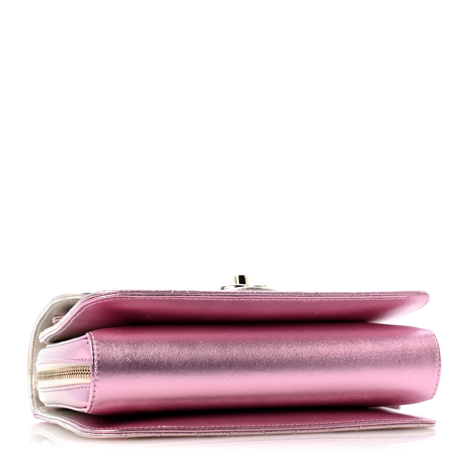 Metallic Lambskin Quilted Large Like A Wallet Flap Golden Pink — view 4
