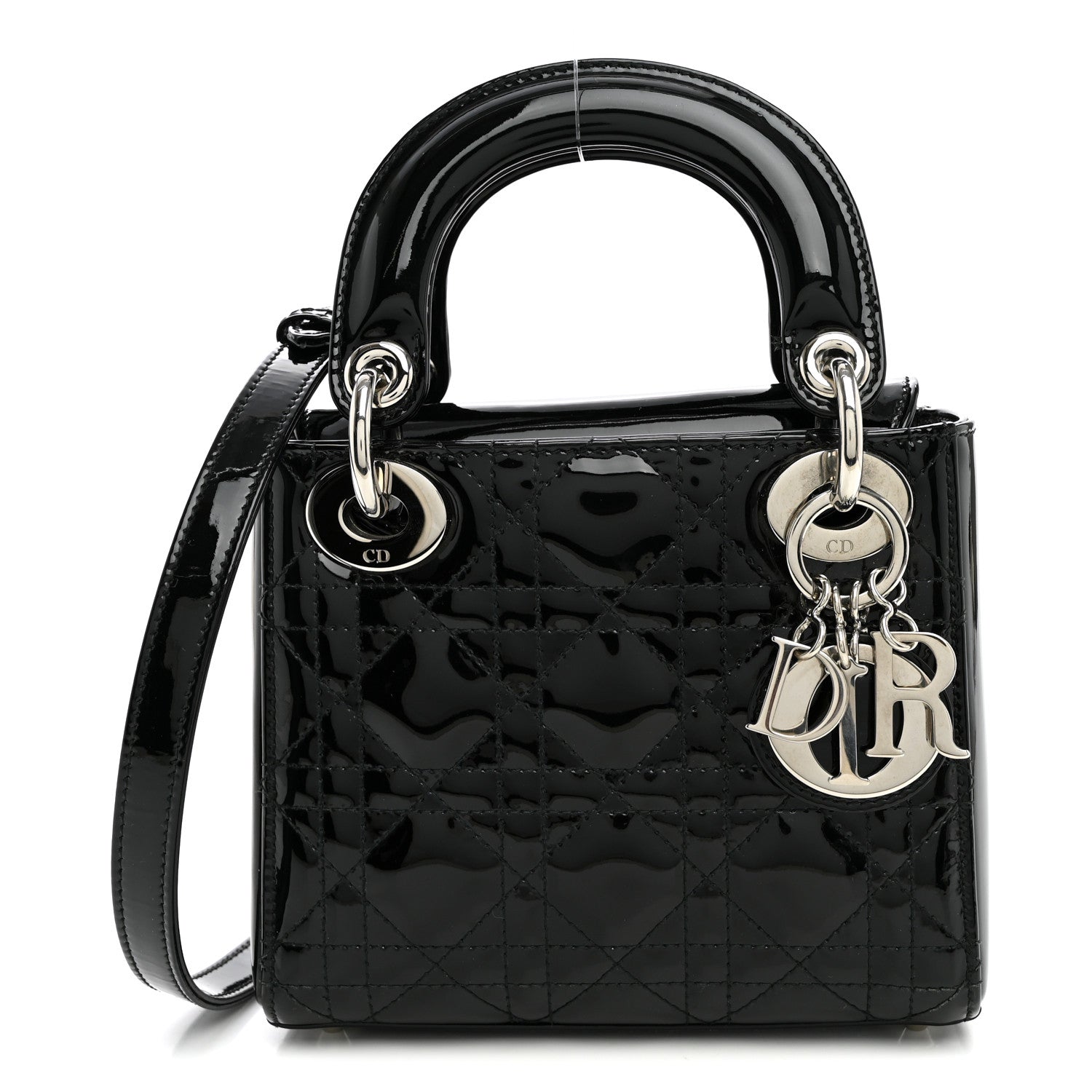 Patent Cannage Mini Lady Dior Black