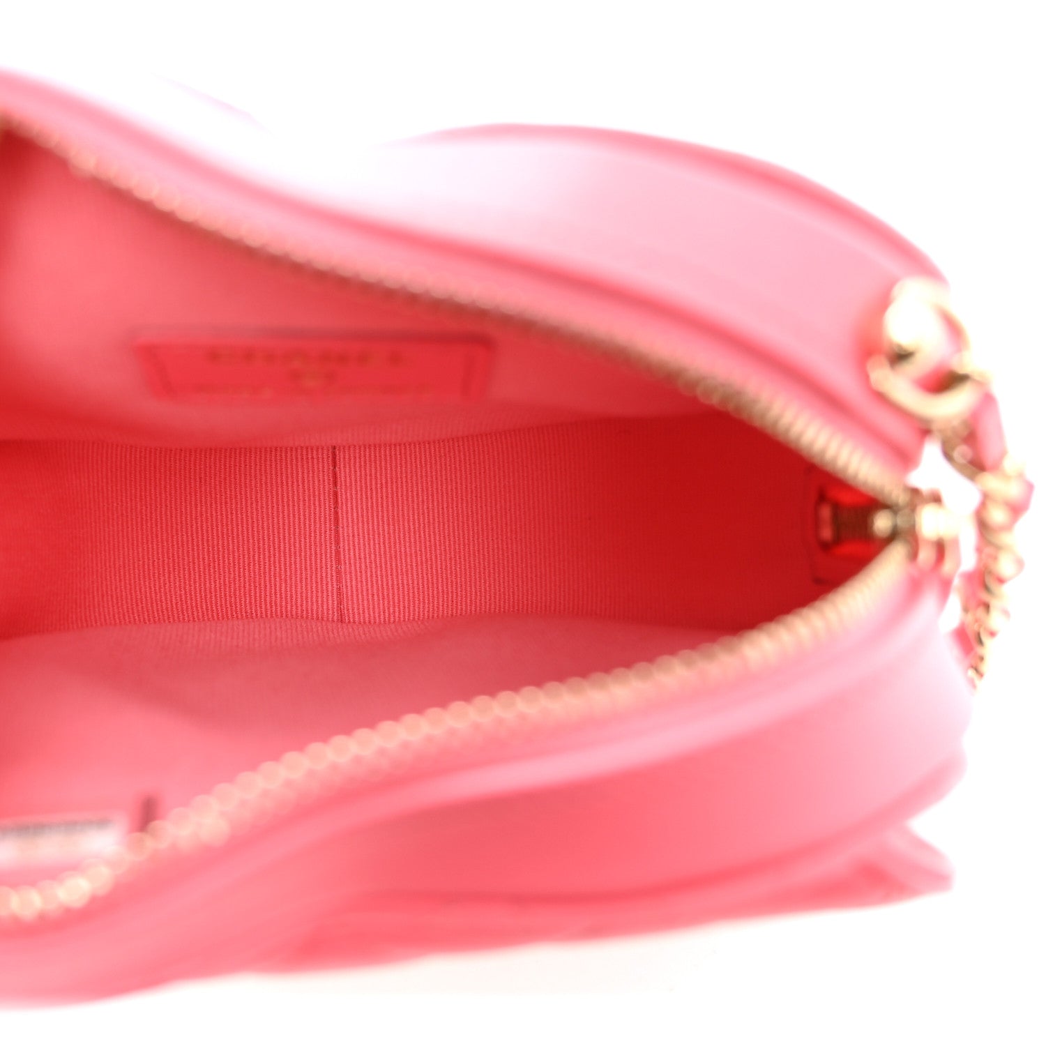 Lambskin Quilted CC In Love Heart Clutch With Chain Pink — view 5