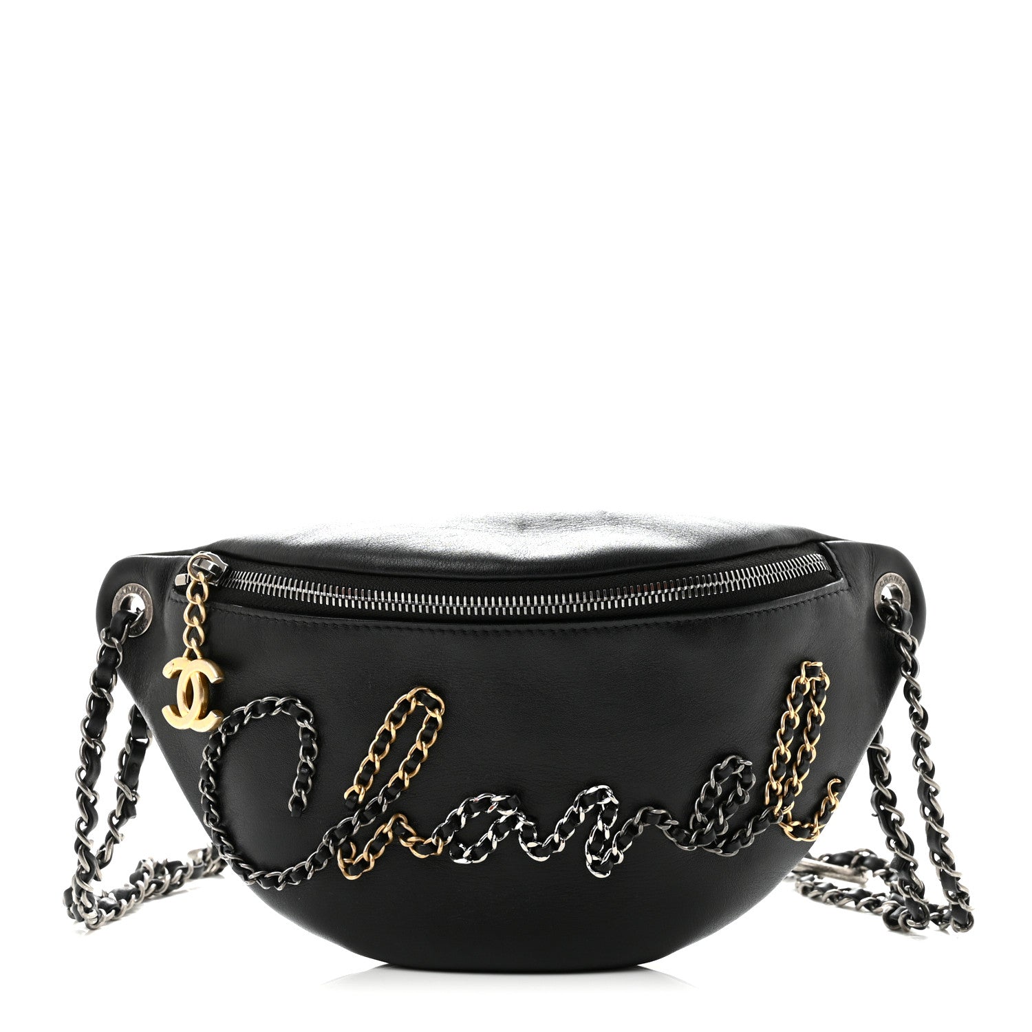 Calfskin Chain 20s Signe Waist Bag Black