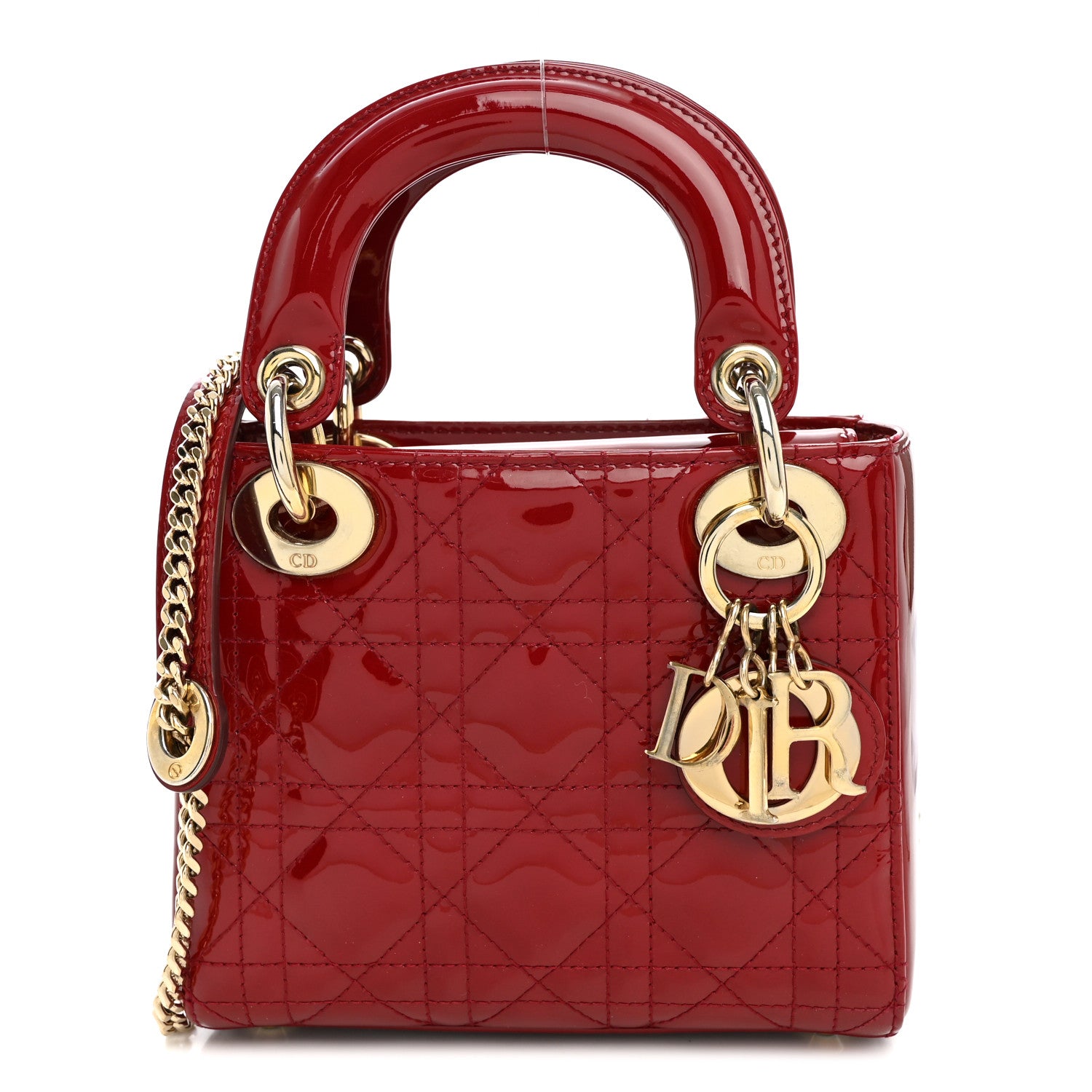 Patent Cannage Mini Lady Dior Red