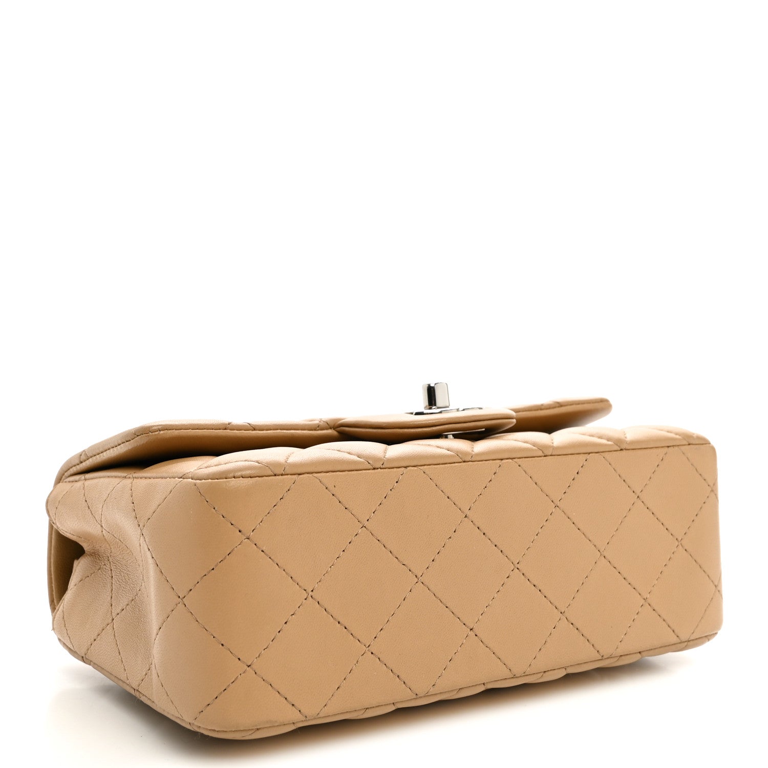 Lambskin Quilted Mini Rectangular Flap Beige — view 4