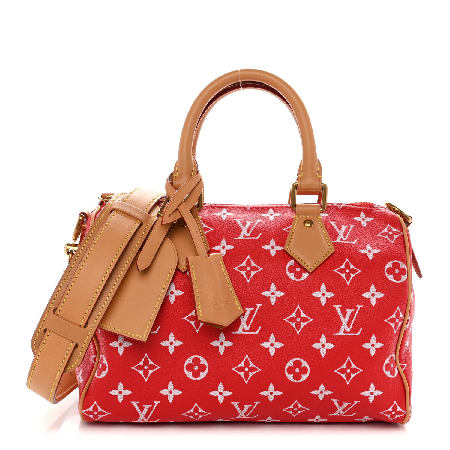 Soft Calfskin Monogram Speedy P9 Bandouliere 25 Red