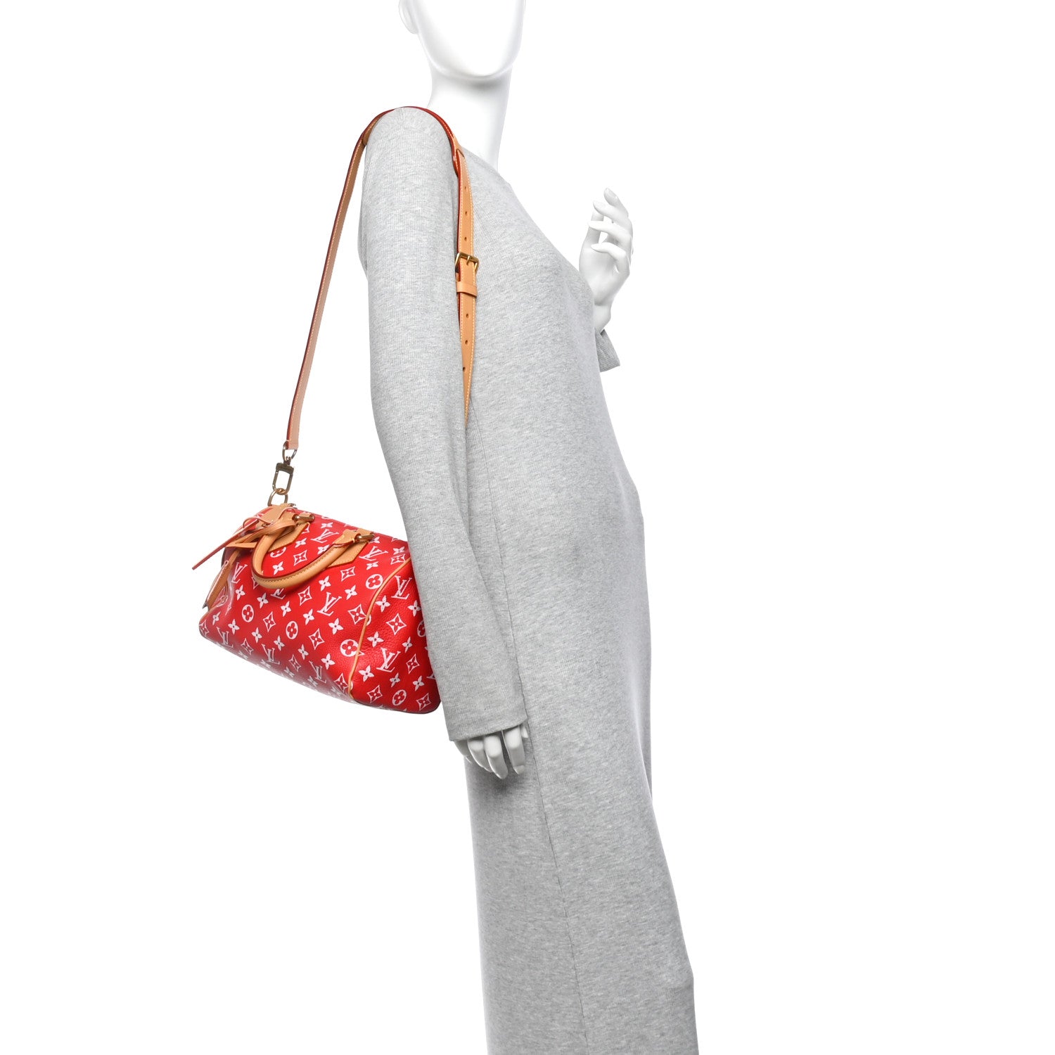 Soft Calfskin Monogram Speedy P9 Bandouliere 25 Red — view 2