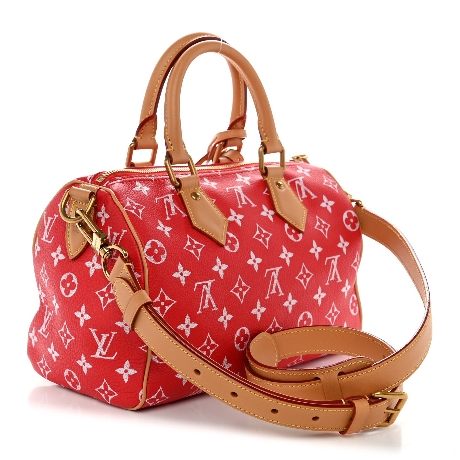 Soft Calfskin Monogram Speedy P9 Bandouliere 25 Red — view 3