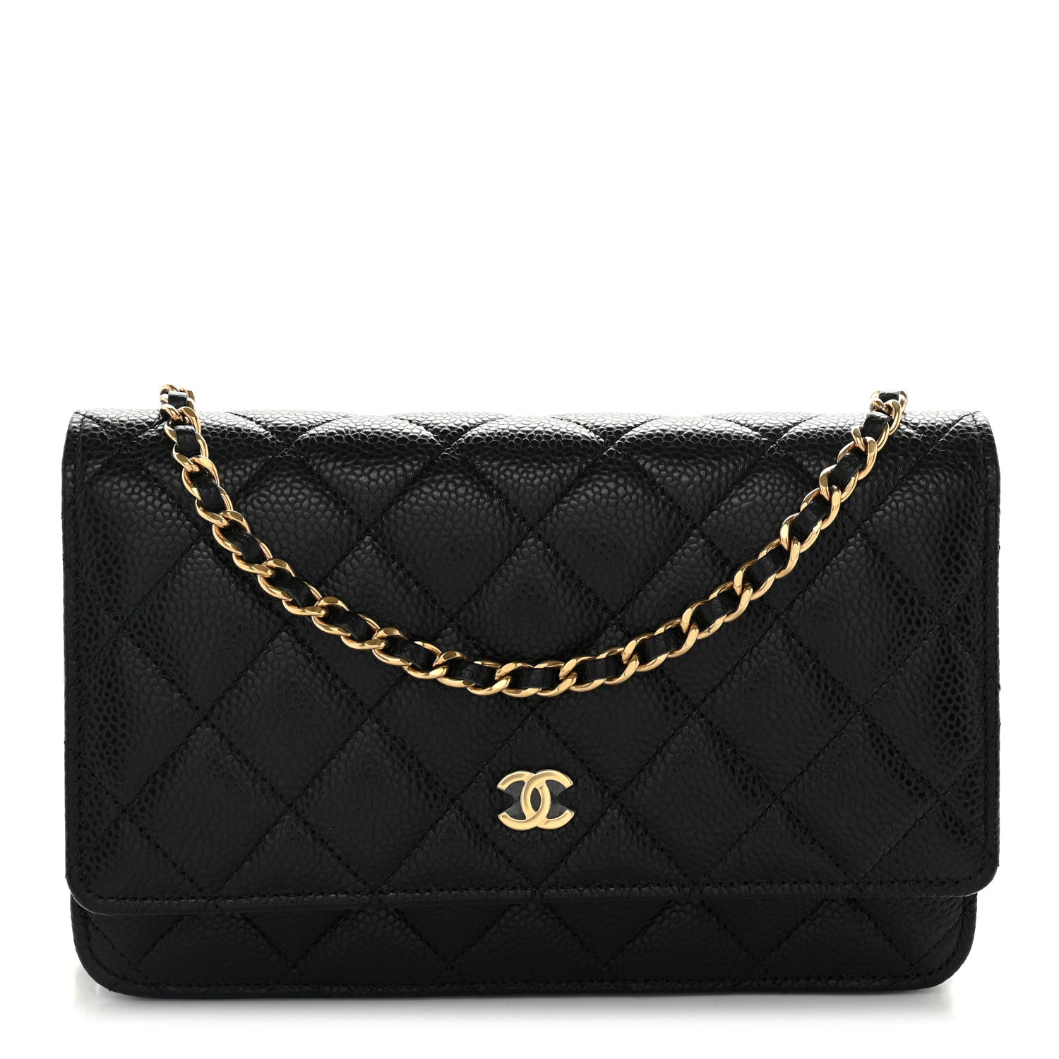 Caviar Quilted Wallet on Chain WOC Black