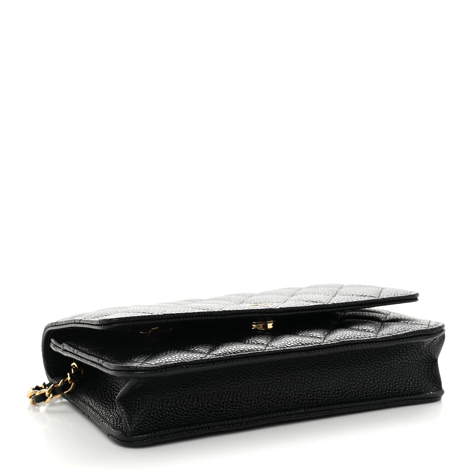 Caviar Quilted Wallet on Chain WOC Black — view 4