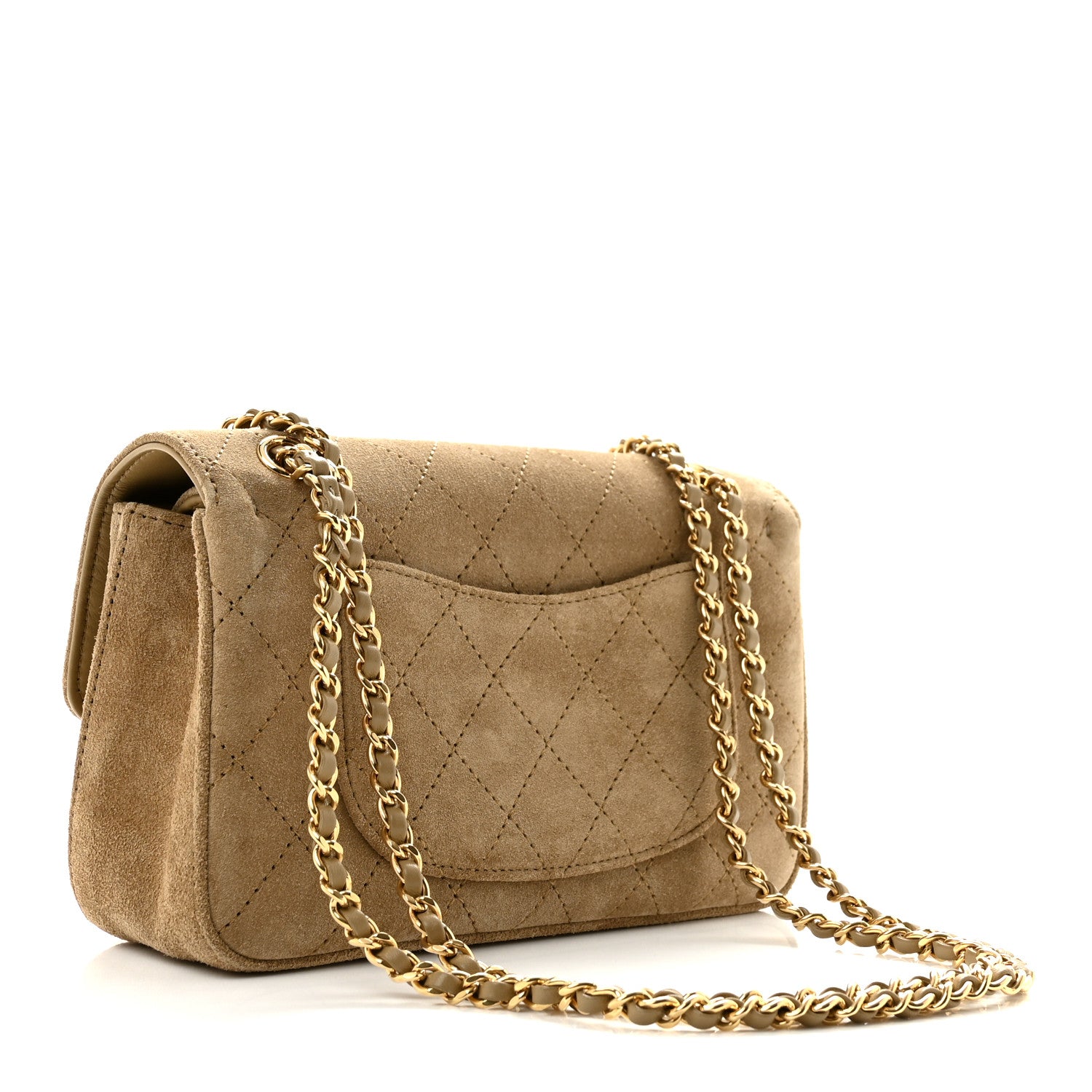 Suede Calfskin Mini Souplissimo Flap Dark Beige — view 3
