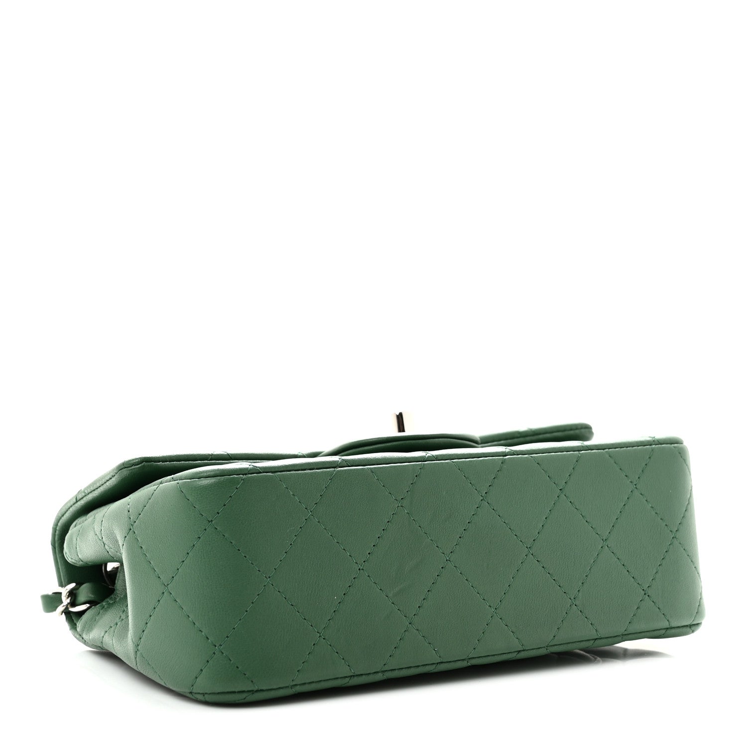 Lambskin Quilted Mini Rectangular Flap Green — view 4