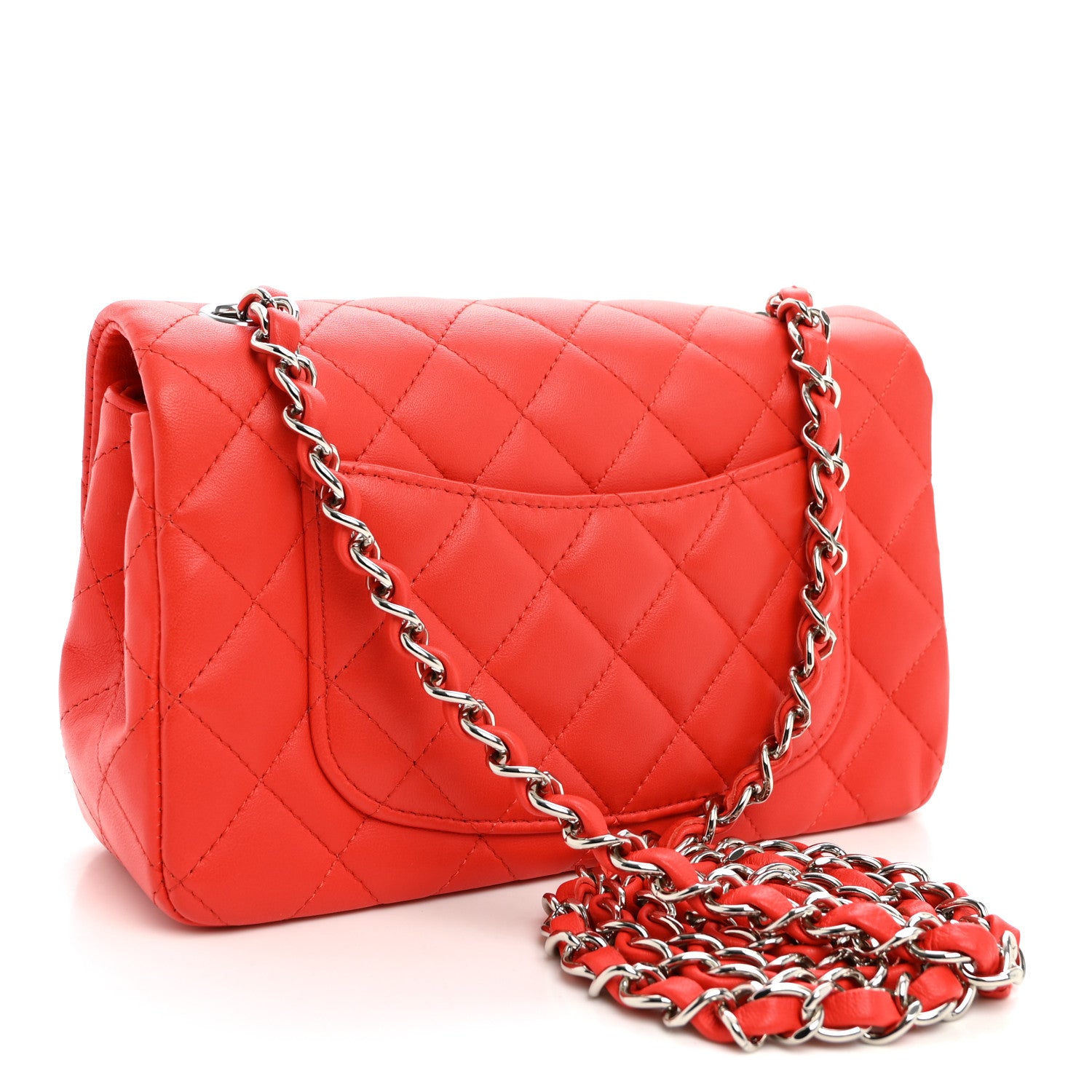 Lambskin Quilted Mini Rectangular Flap Red — view 3