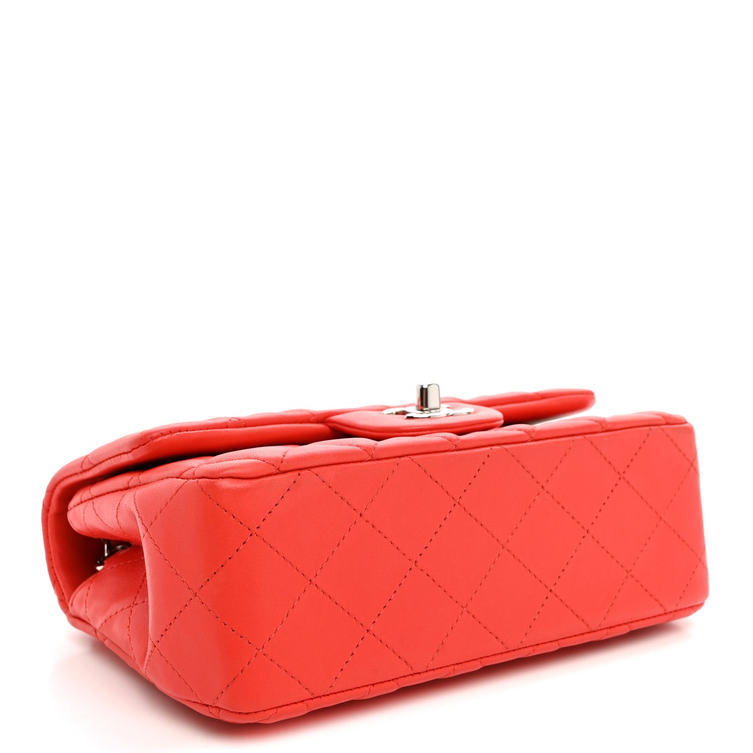 Lambskin Quilted Mini Rectangular Flap Red — view 4
