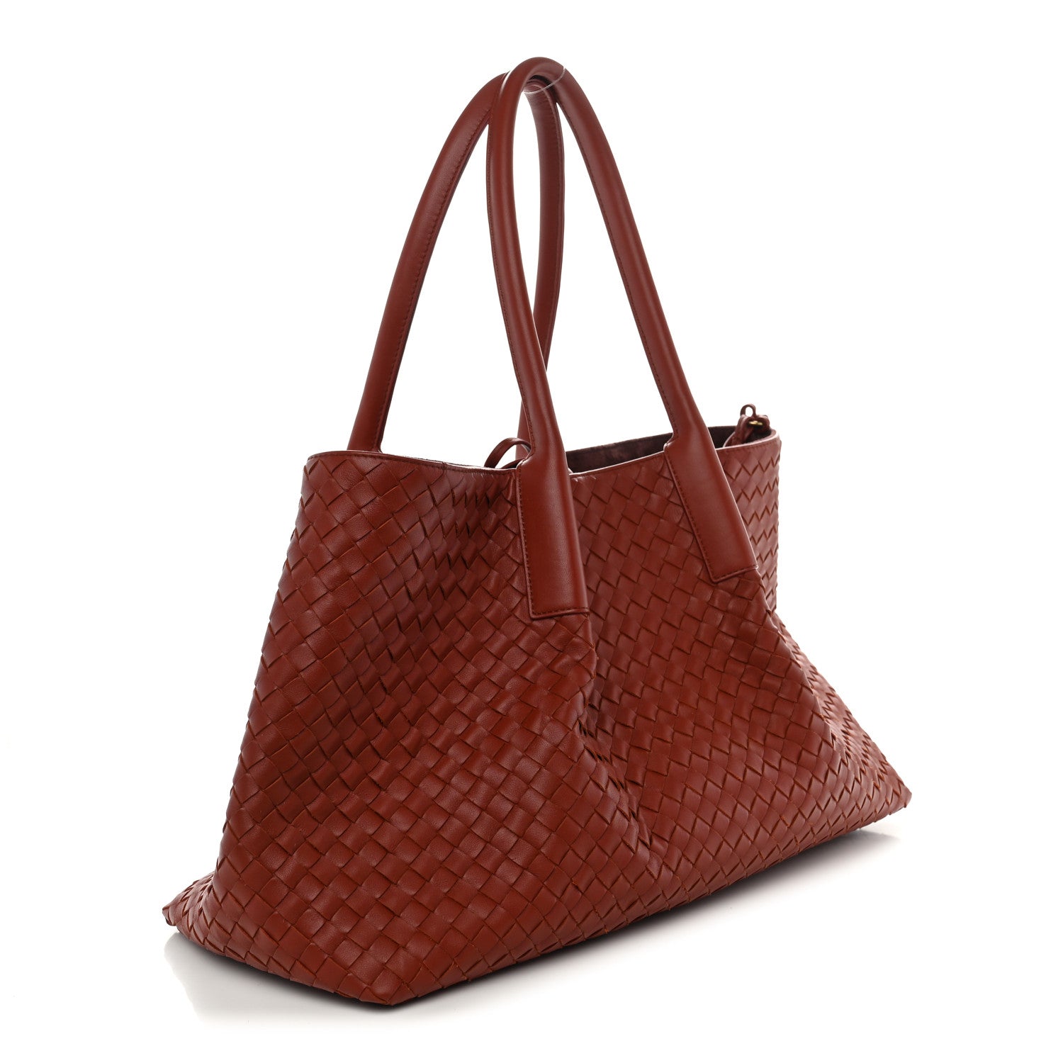 Calfskin Intrecciato Large Pinacoteca Reversible Tote Rust Deep Mahogany — view 4