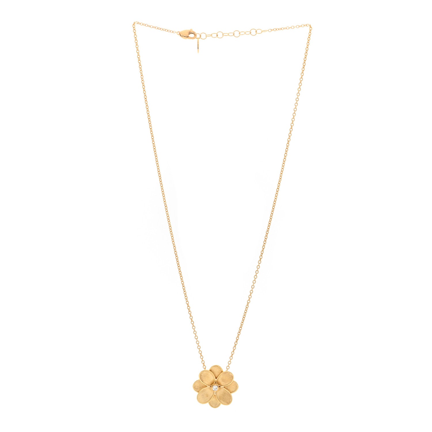 18K Yellow Gold Diamond Petali Flower Pendant Necklace — view 3