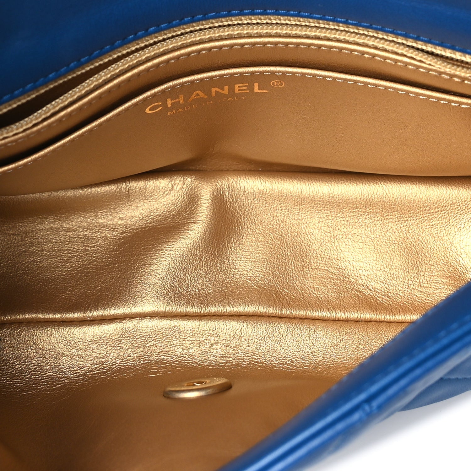 Lambskin Quilted Pearl Crush Mini Rectangular Flap Blue — view 4