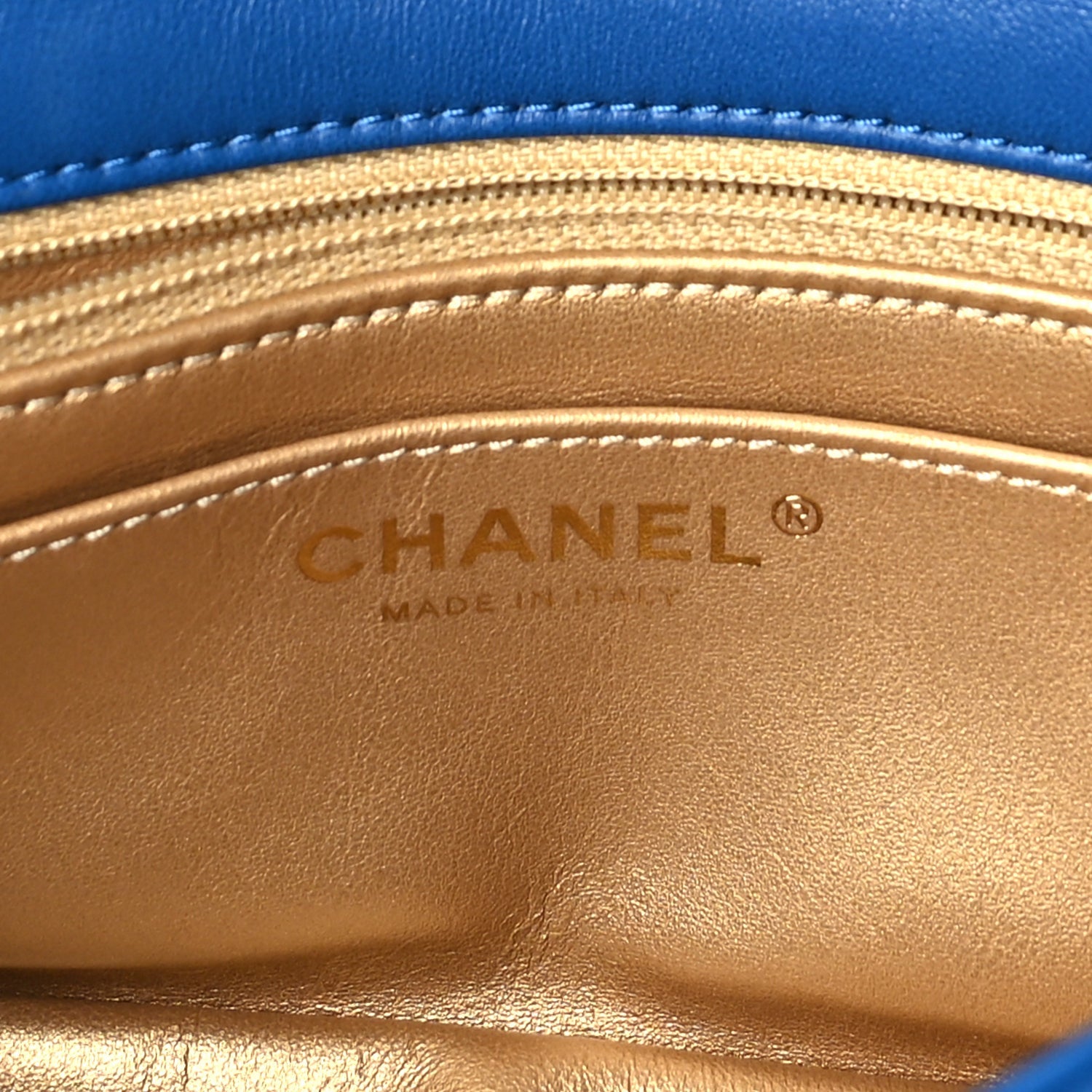 Lambskin Quilted Pearl Crush Mini Rectangular Flap Blue — view 5