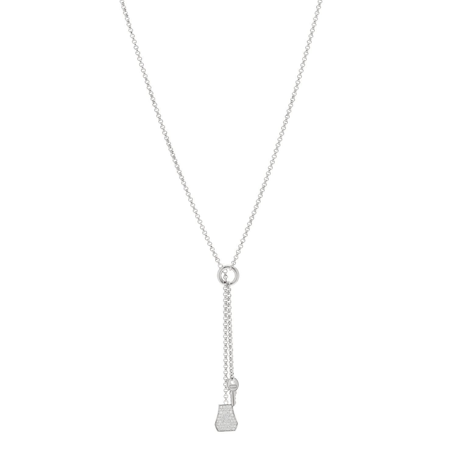 18K White Gold Diamond PM Kelly Clochette Necklace