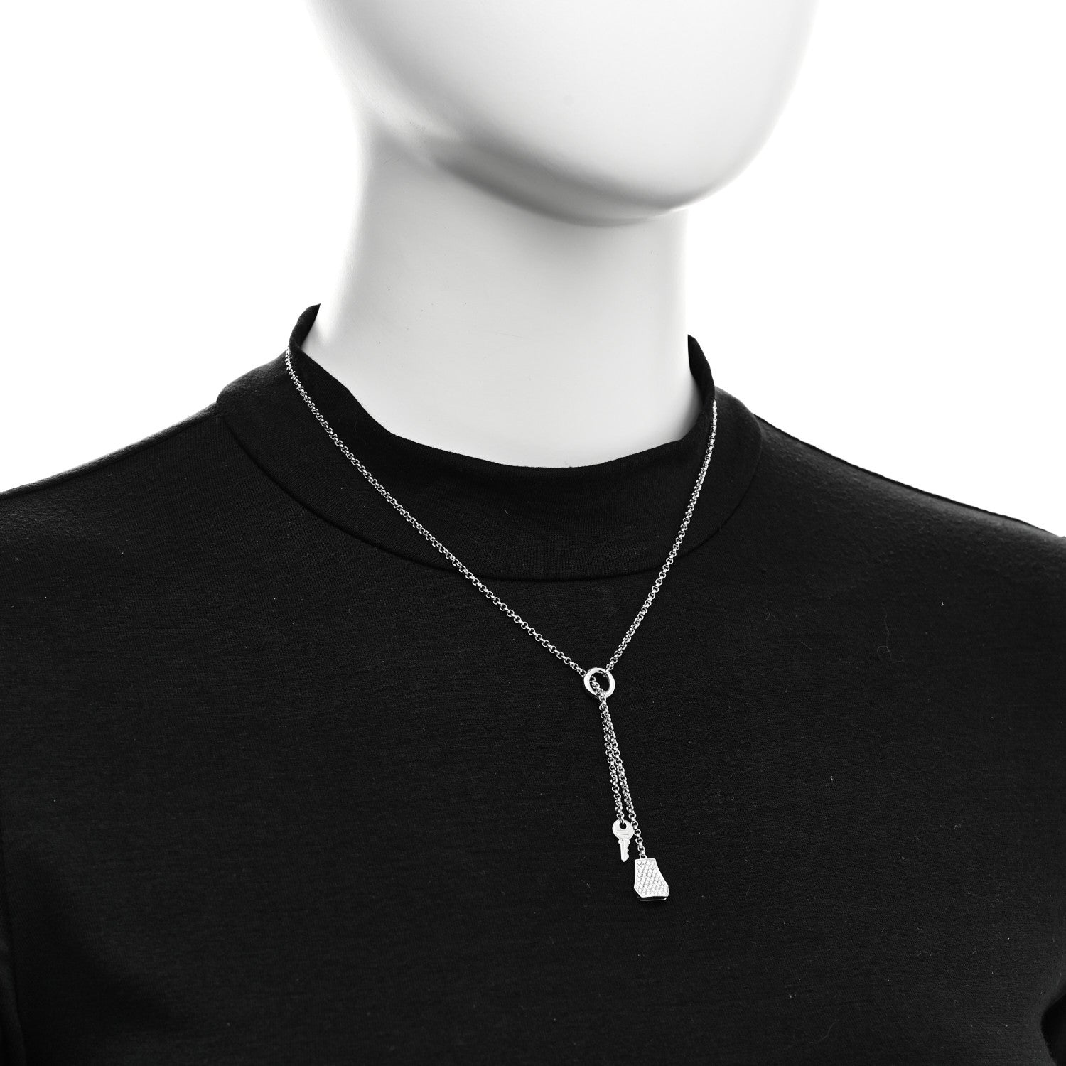 18K White Gold Diamond PM Kelly Clochette Necklace — view 2