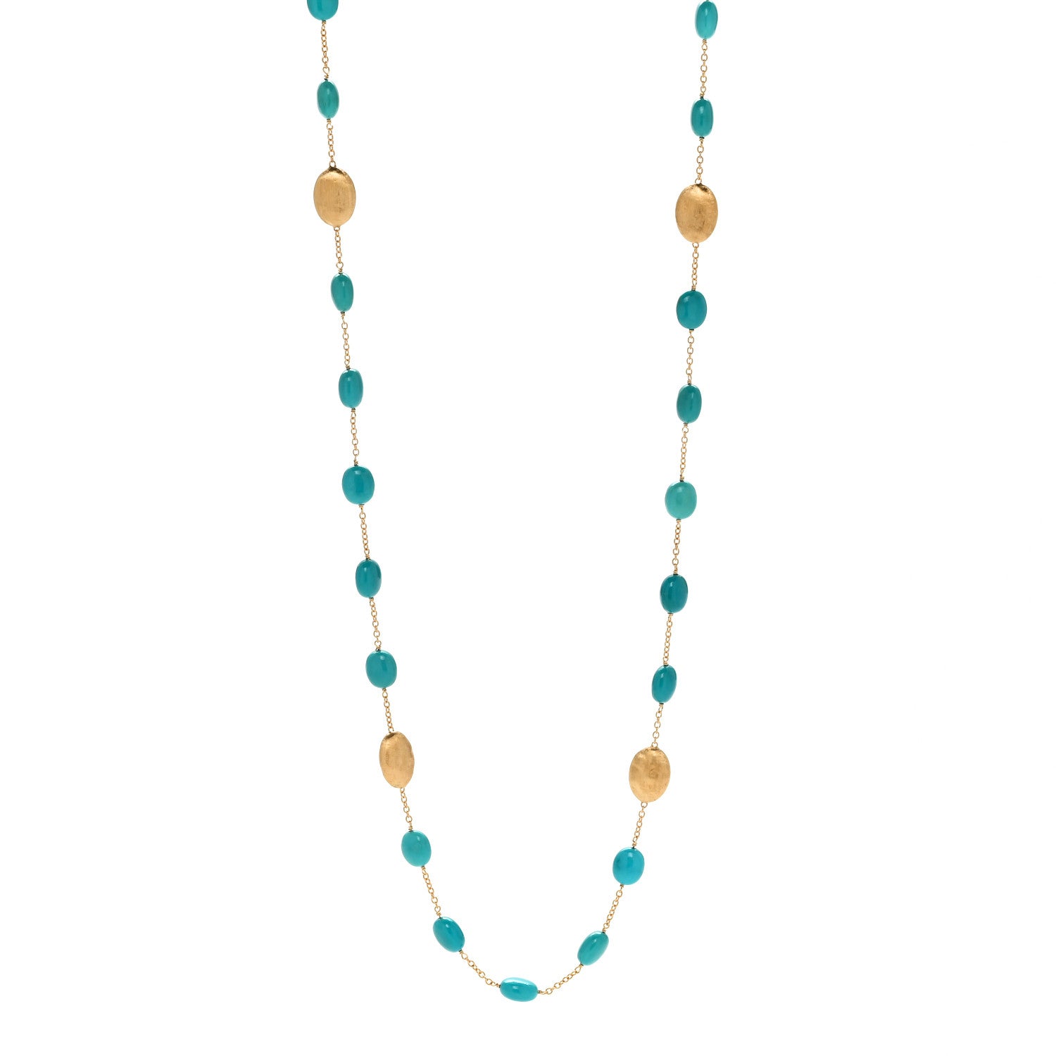 18K Yellow Gold Turquoise Siviglia Long Necklace