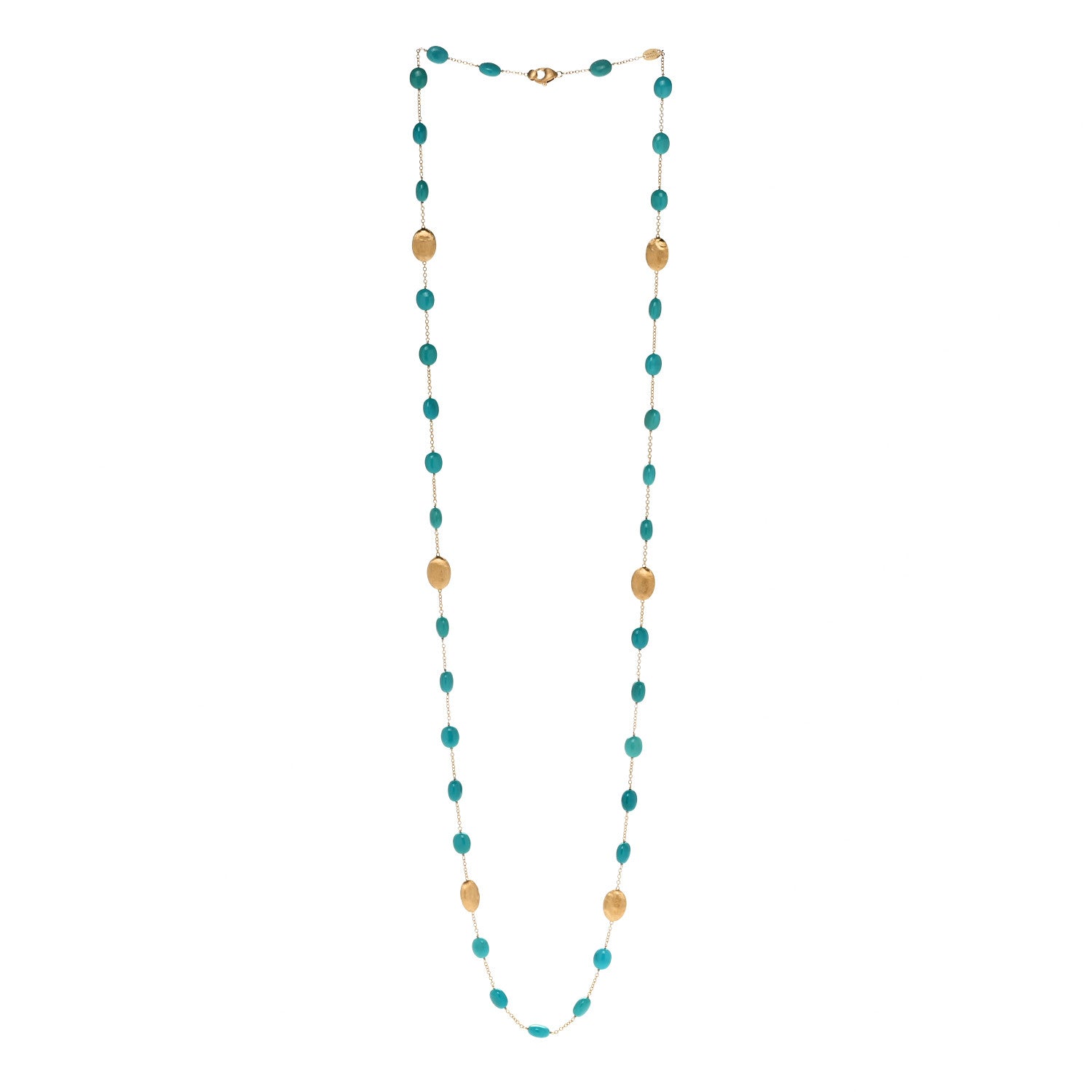 18K Yellow Gold Turquoise Siviglia Long Necklace — view 3
