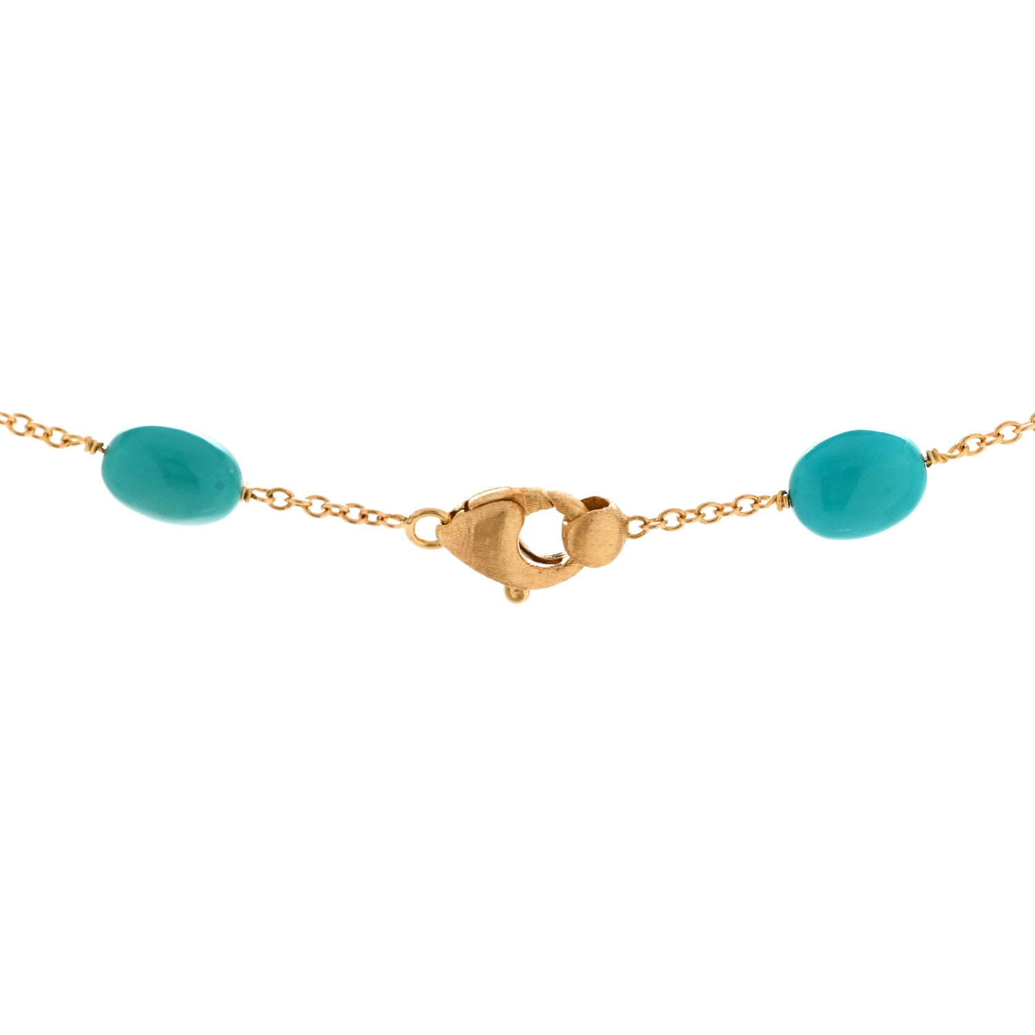 18K Yellow Gold Turquoise Siviglia Long Necklace — view 4