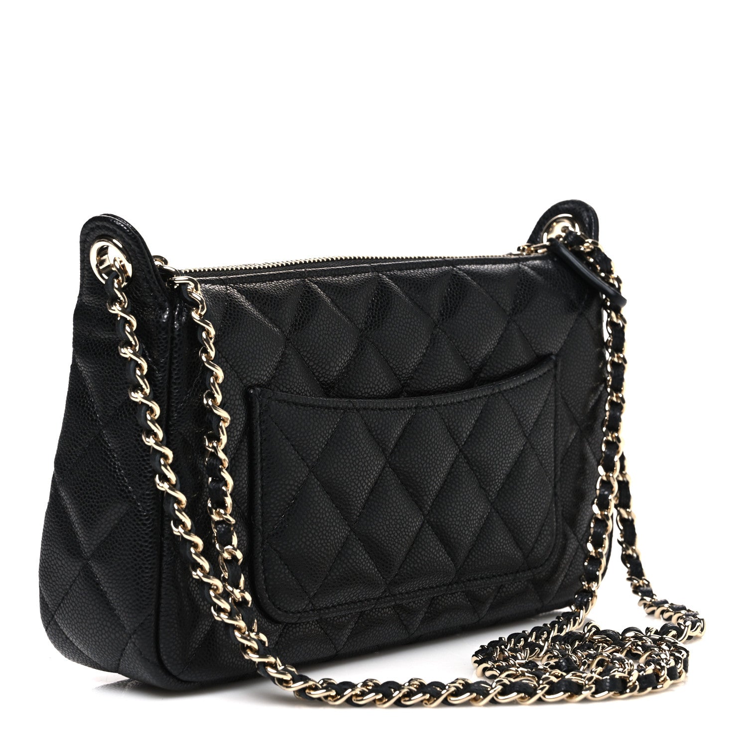Caviar Quilted Purse With Chain Black — view 3