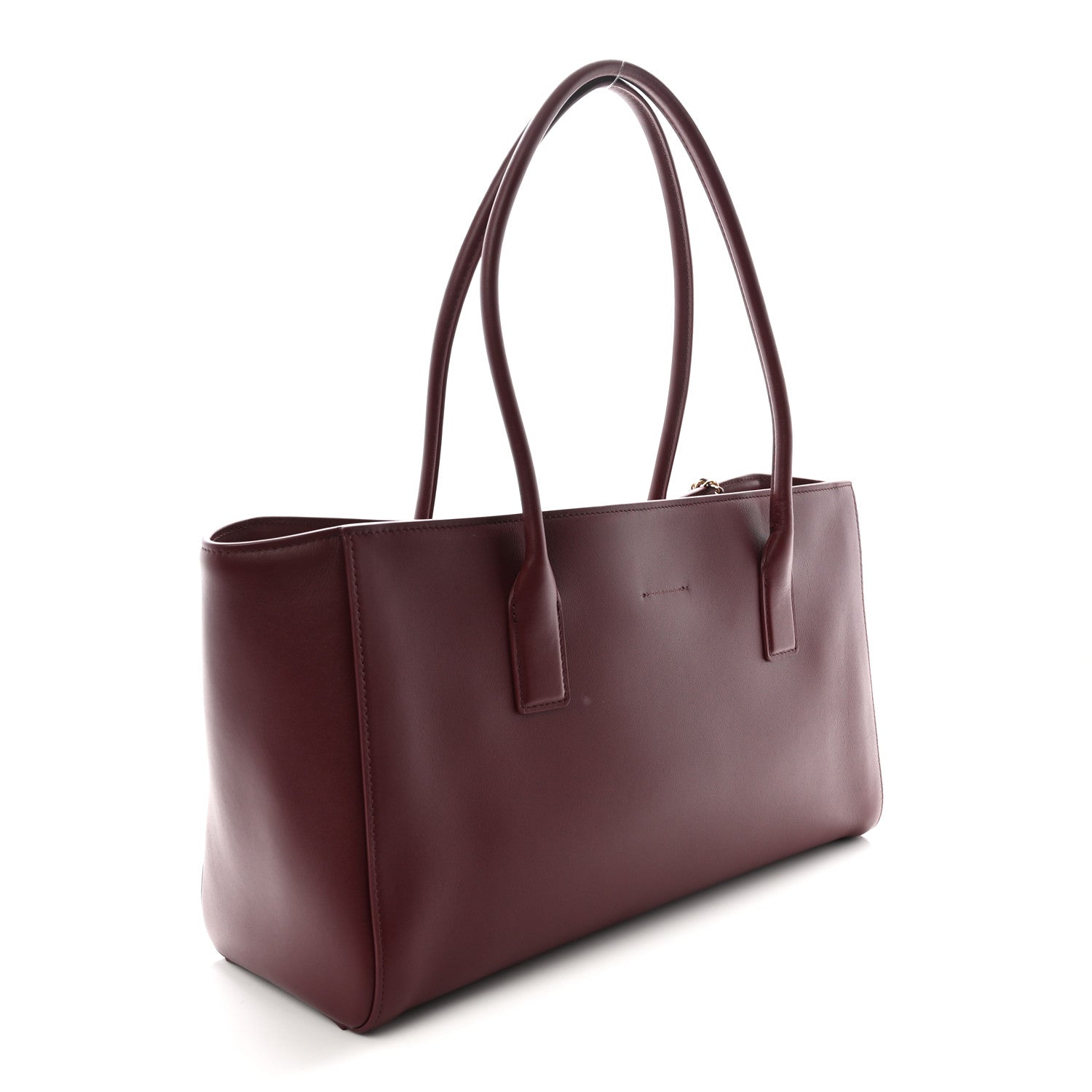 Calfskin Archetype Small Shopping Tote Dark Burgundy — view 3