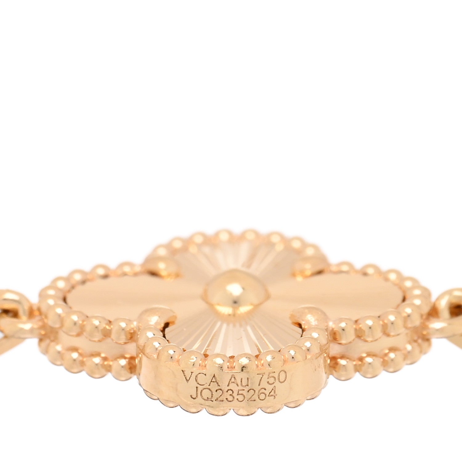 18K Yellow Gold 5 Motifs Guilloche Vintage Alhambra Bracelet — view 3