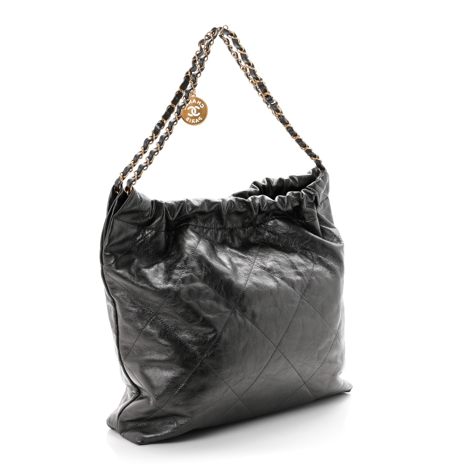 Metallic Calfskin Quilted Chanel 22 Ruthenium — view 4