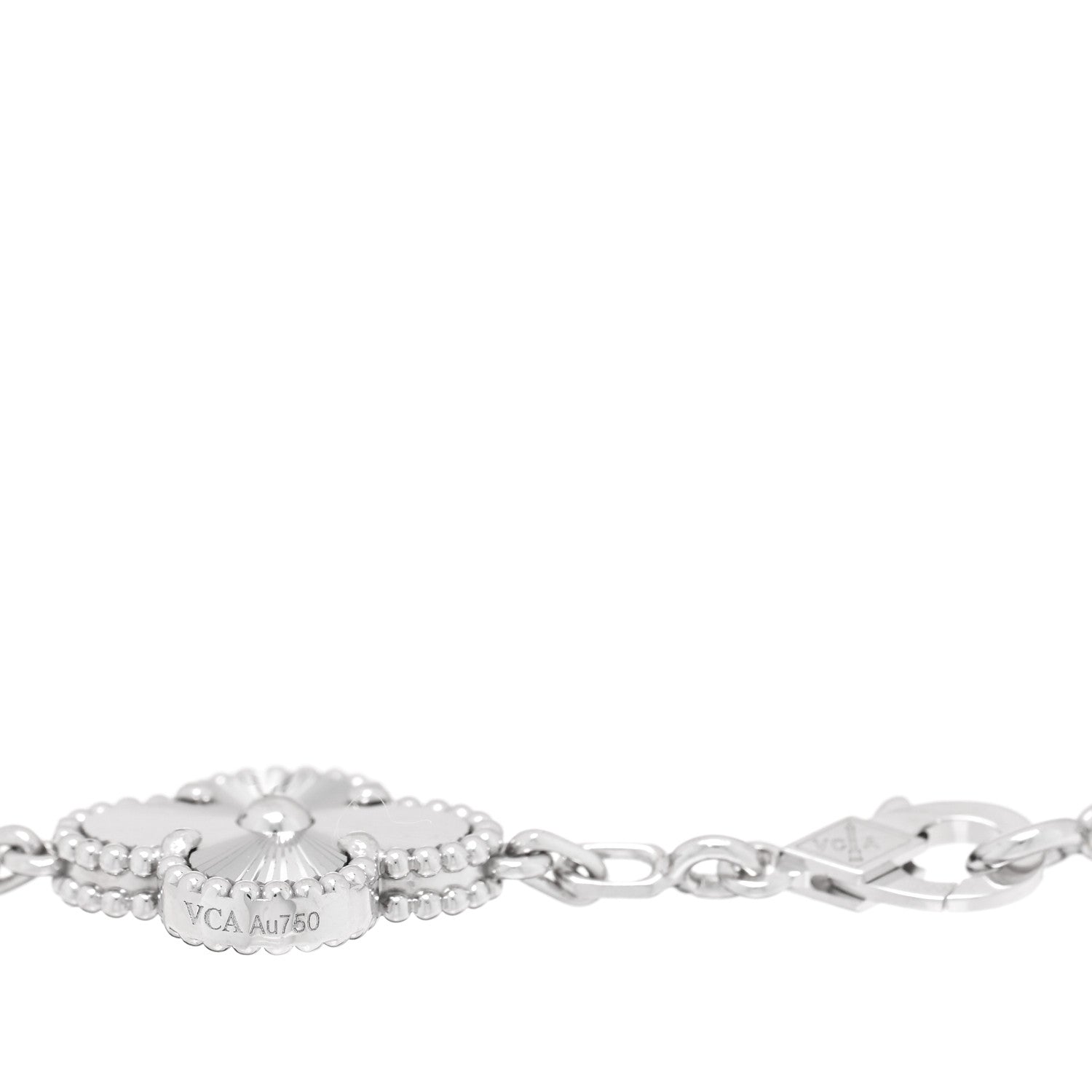 18K White Gold 5 Motifs Guilloche Vintage Alhambra Bracelet — view 3