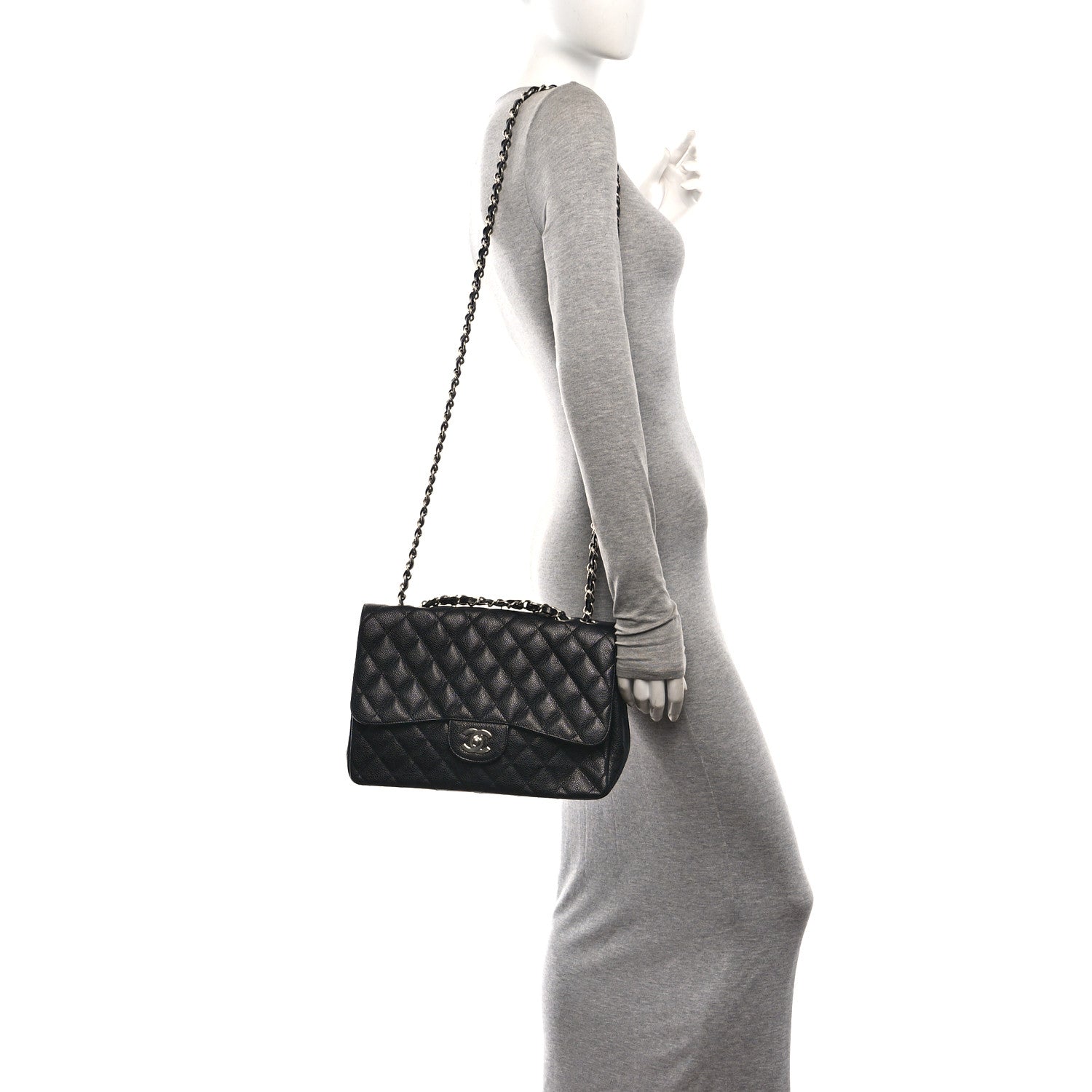 Caviar Quilted Jumbo Single Flap Black — view 2