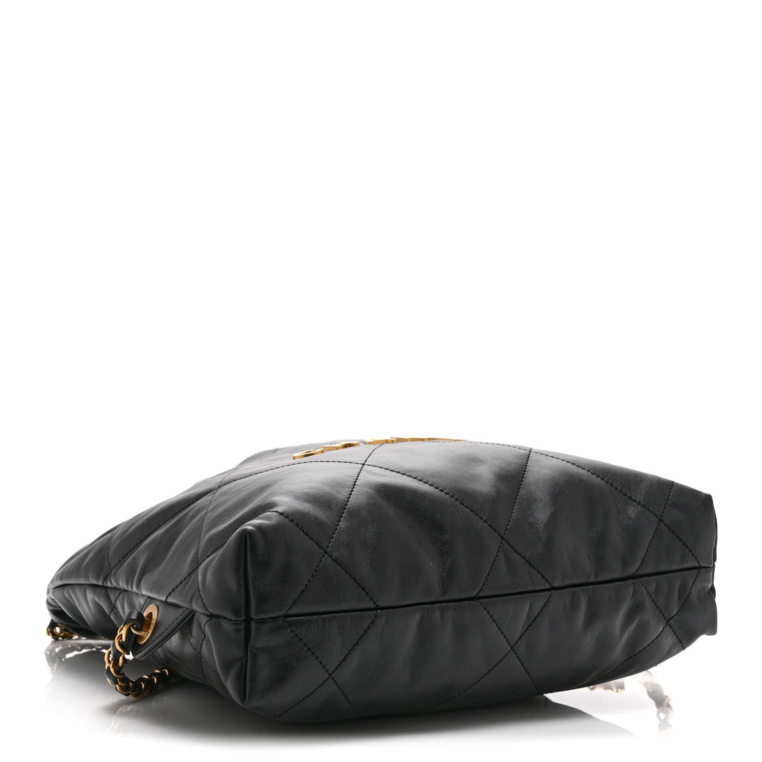 Shiny Calfskin Quilted Chanel 22 Backpack Black — view 4