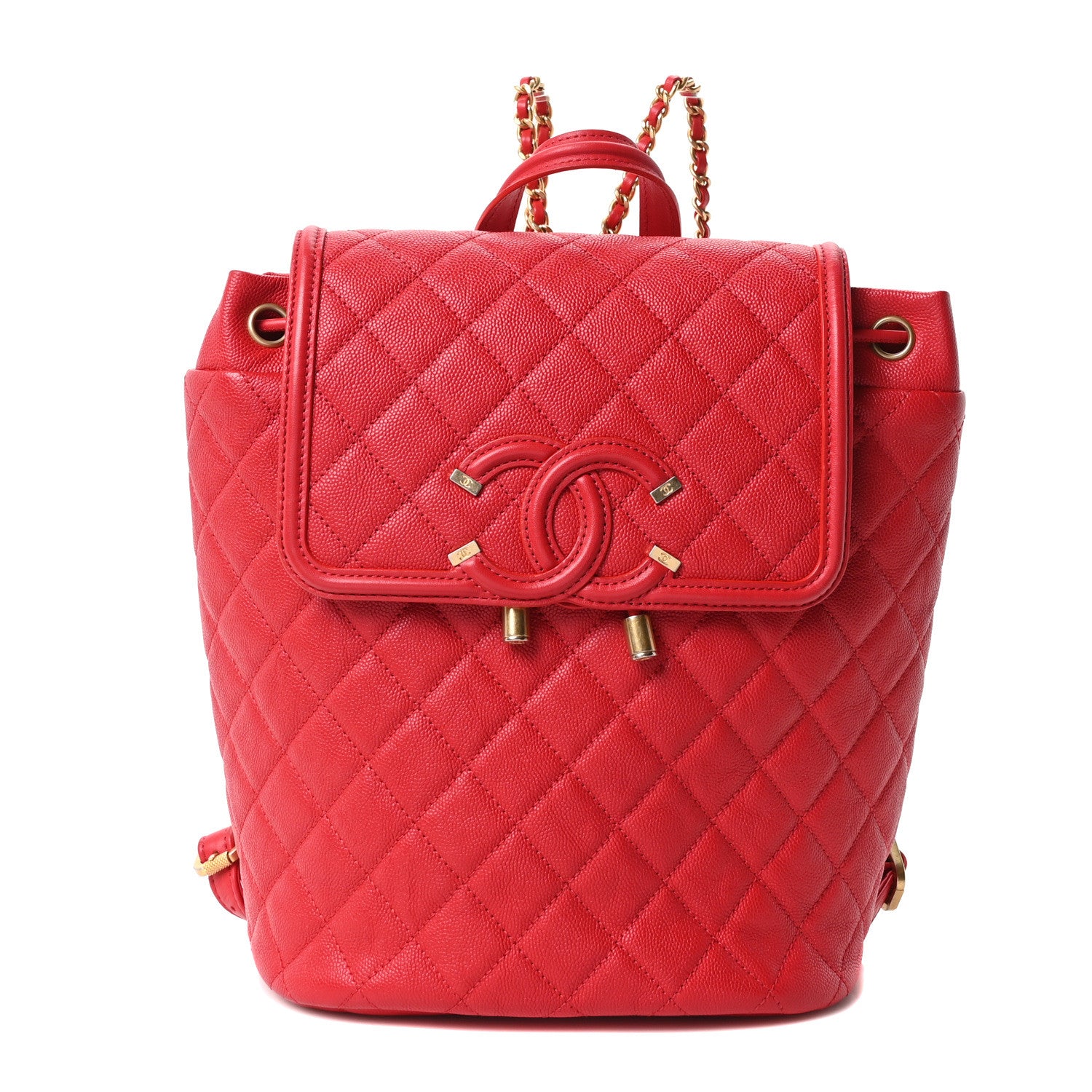 Caviar Quilted Filigree Backpack Red
