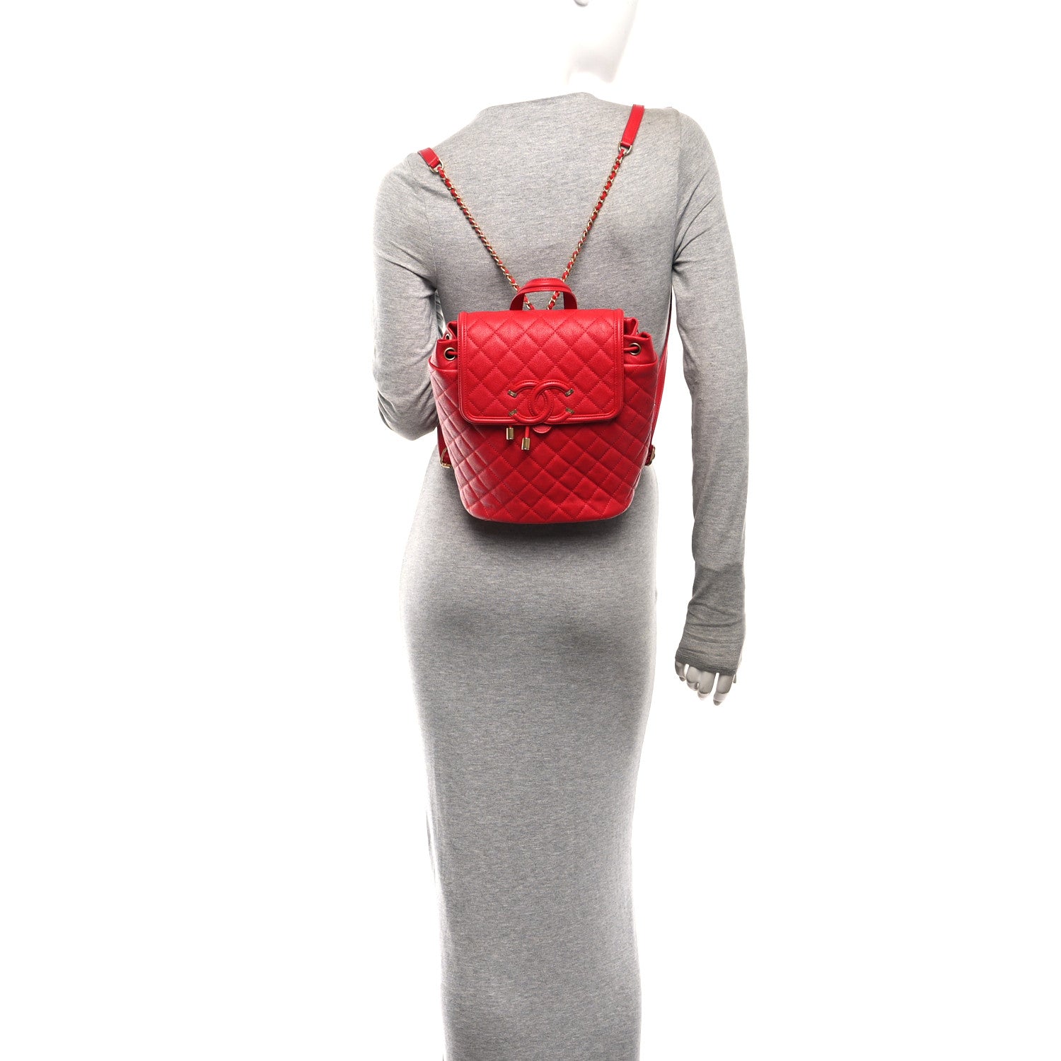 Caviar Quilted Filigree Backpack Red — view 2