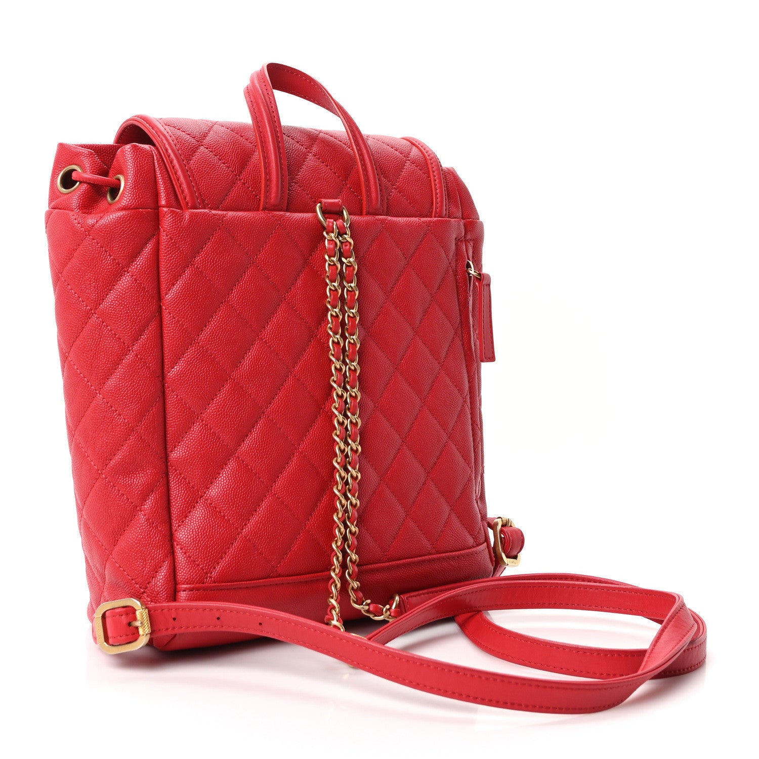 Caviar Quilted Filigree Backpack Red — view 3