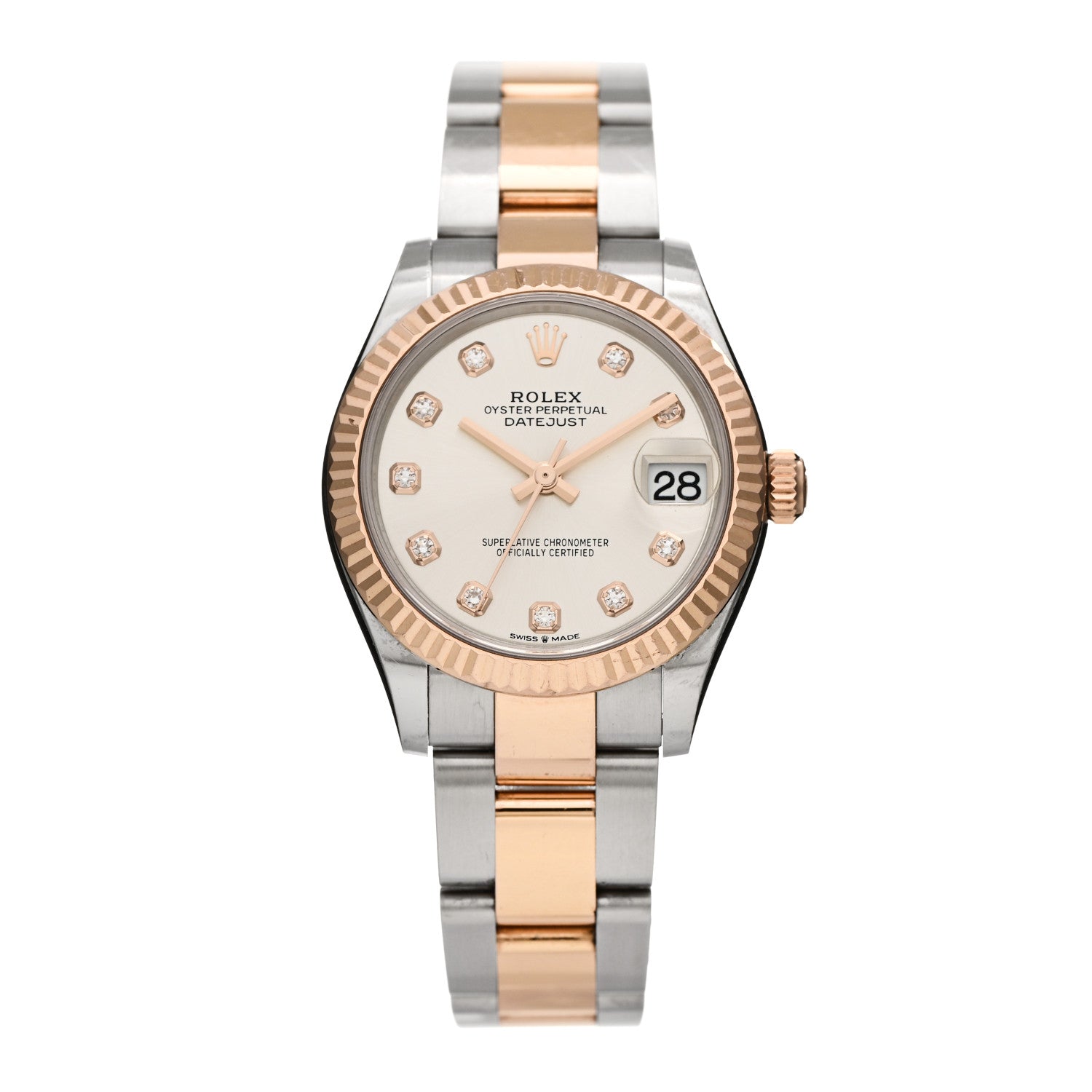 Stainless Steel 18K Everose Gold Diamond 31mm Oyster Perpetual Datejust Watch Silver 278271