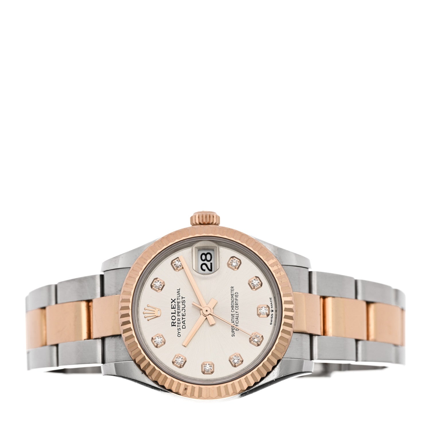 Stainless Steel 18K Everose Gold Diamond 31mm Oyster Perpetual Datejust Watch Silver 278271 — view 2